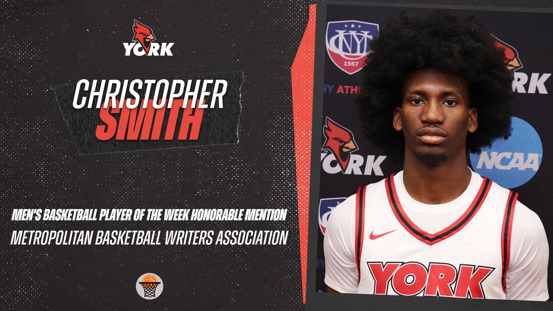 Christopher Smith named MBWA Men's Basketball Player of the Week Honorable Mention