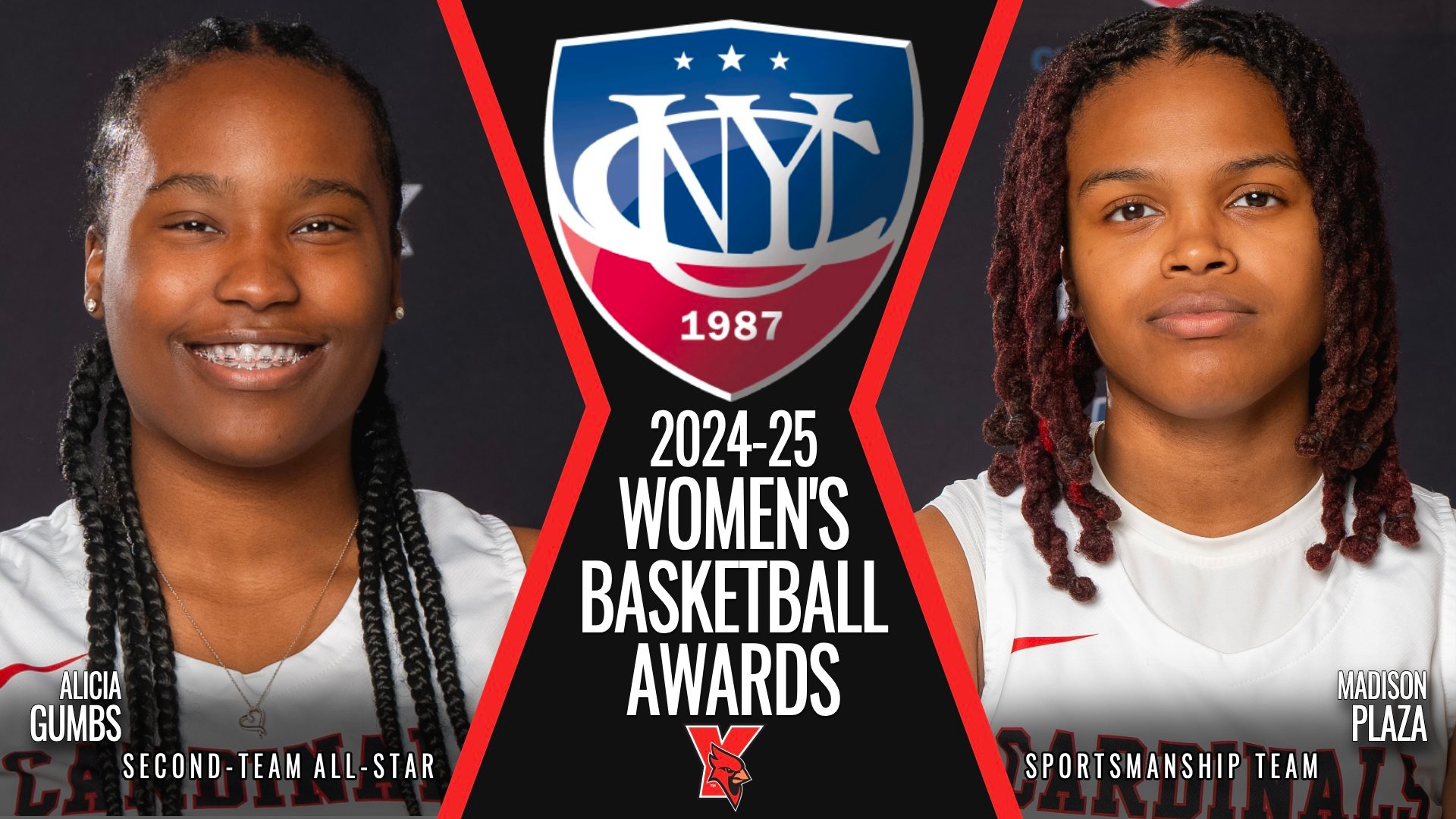 2024-25 CUNYAC Women's Basketball Awards (L-R) Alicia Gumbs, Madison Plaza
