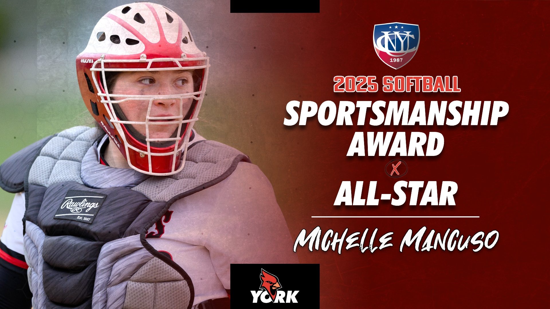 Michelle Mancuso 2025 CUNYAC Softball Sportsmanship Award and All Star