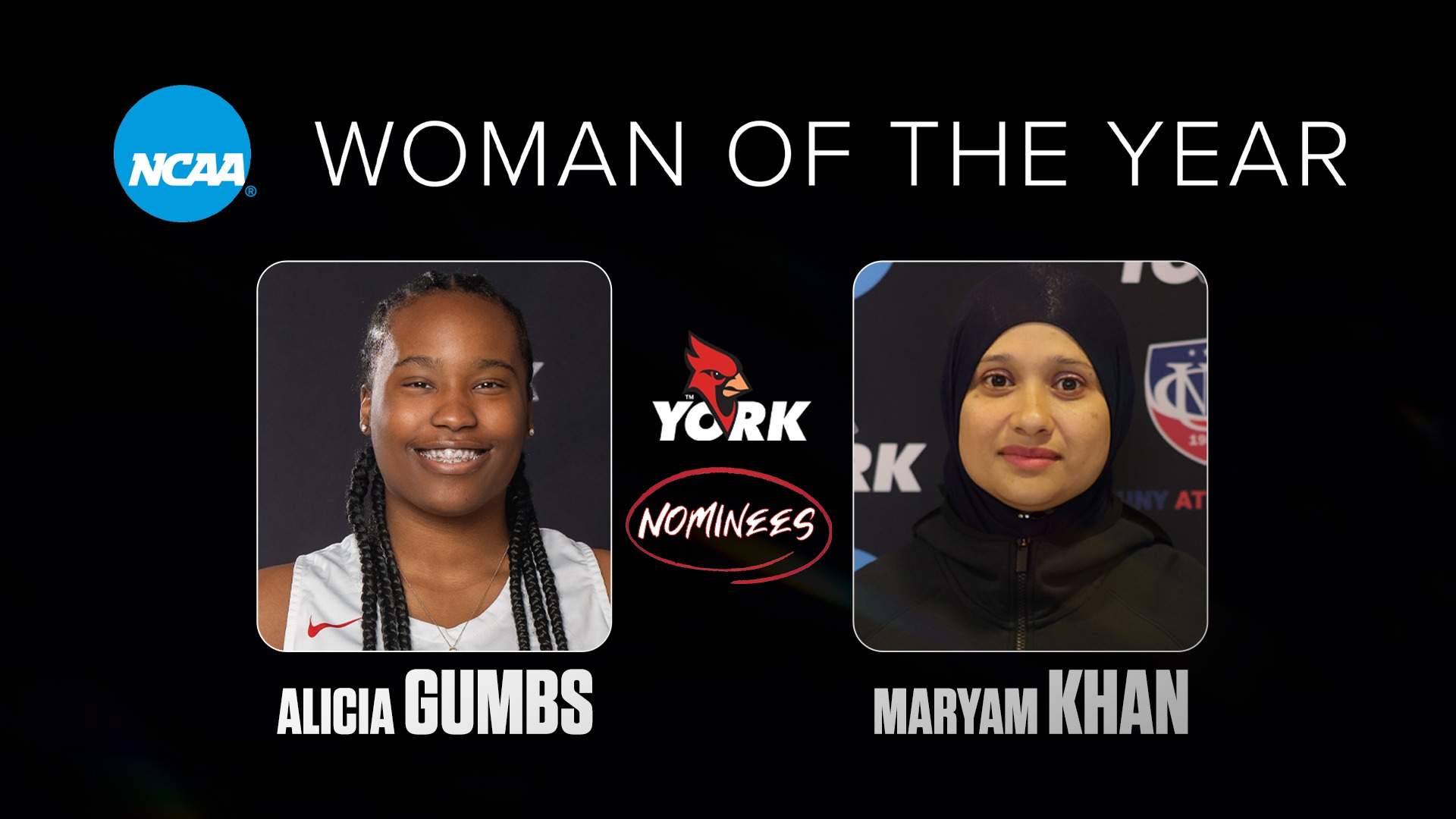 2025 NCAA WOTY Nominees (L-R) Alicia Gumbs, Maryam Khan