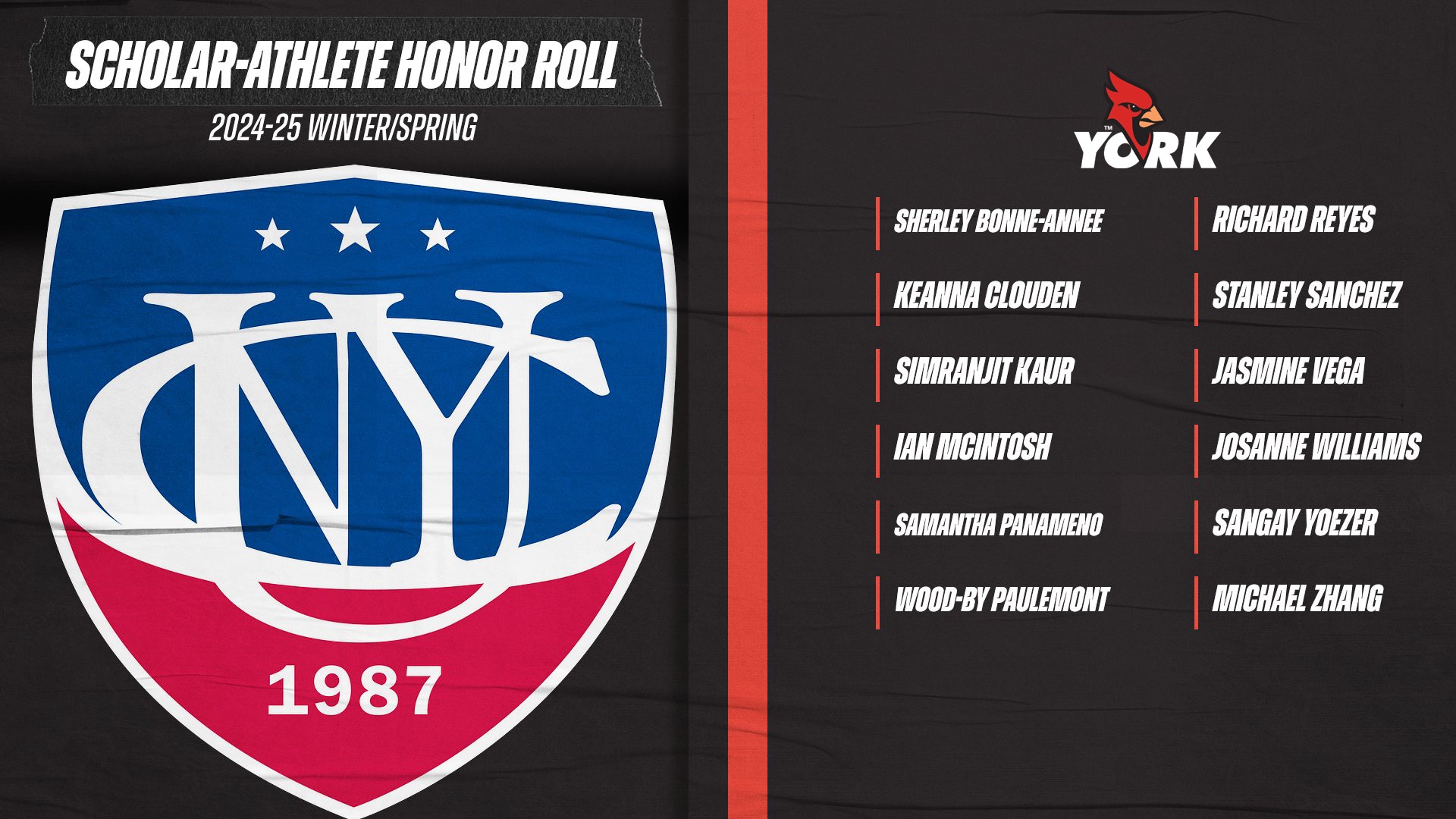 CUNYAC Scholar-Athlete Honor Roll Winter-Spring 2024-25 -WR-