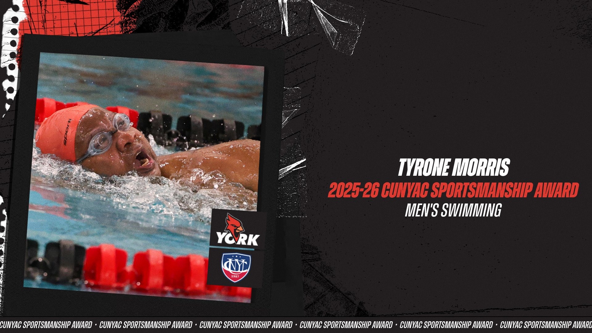 Tyrone Morris named the 2025-26 CUNYAC Men's Swimming Sportsmanship Award