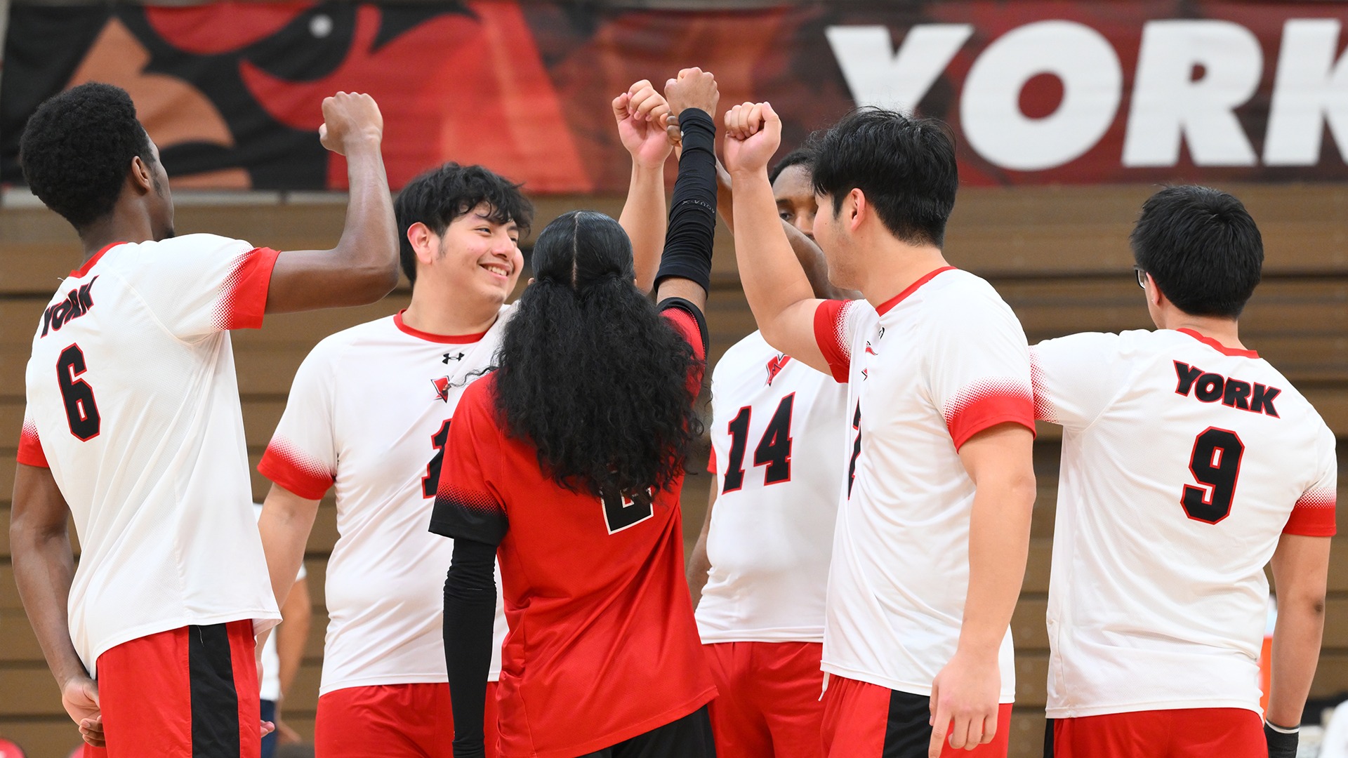 Men's Volleyball Team Huddle -WR-
