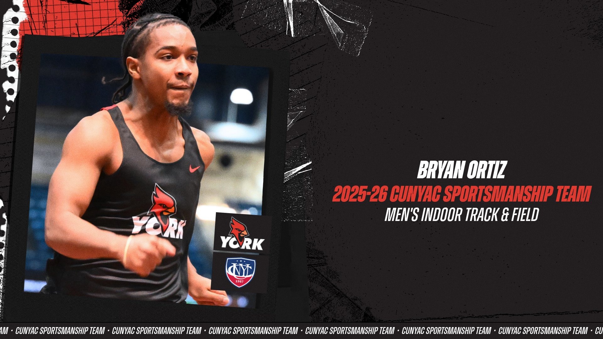 Bryan Ortiz named to the 2025-26 CUNYAC Men's Indoor Track & Field Sportsmanship Team