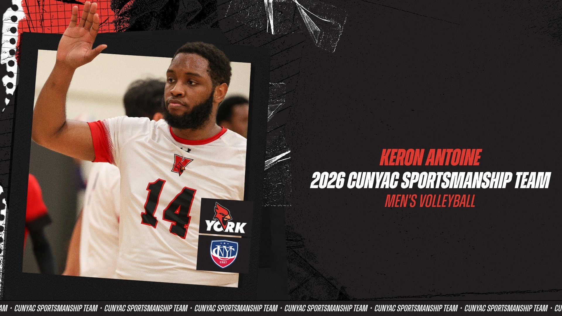 Keron Antoine named to the 2026 CUNYAC Men's Volleyball Sportsmanship Team