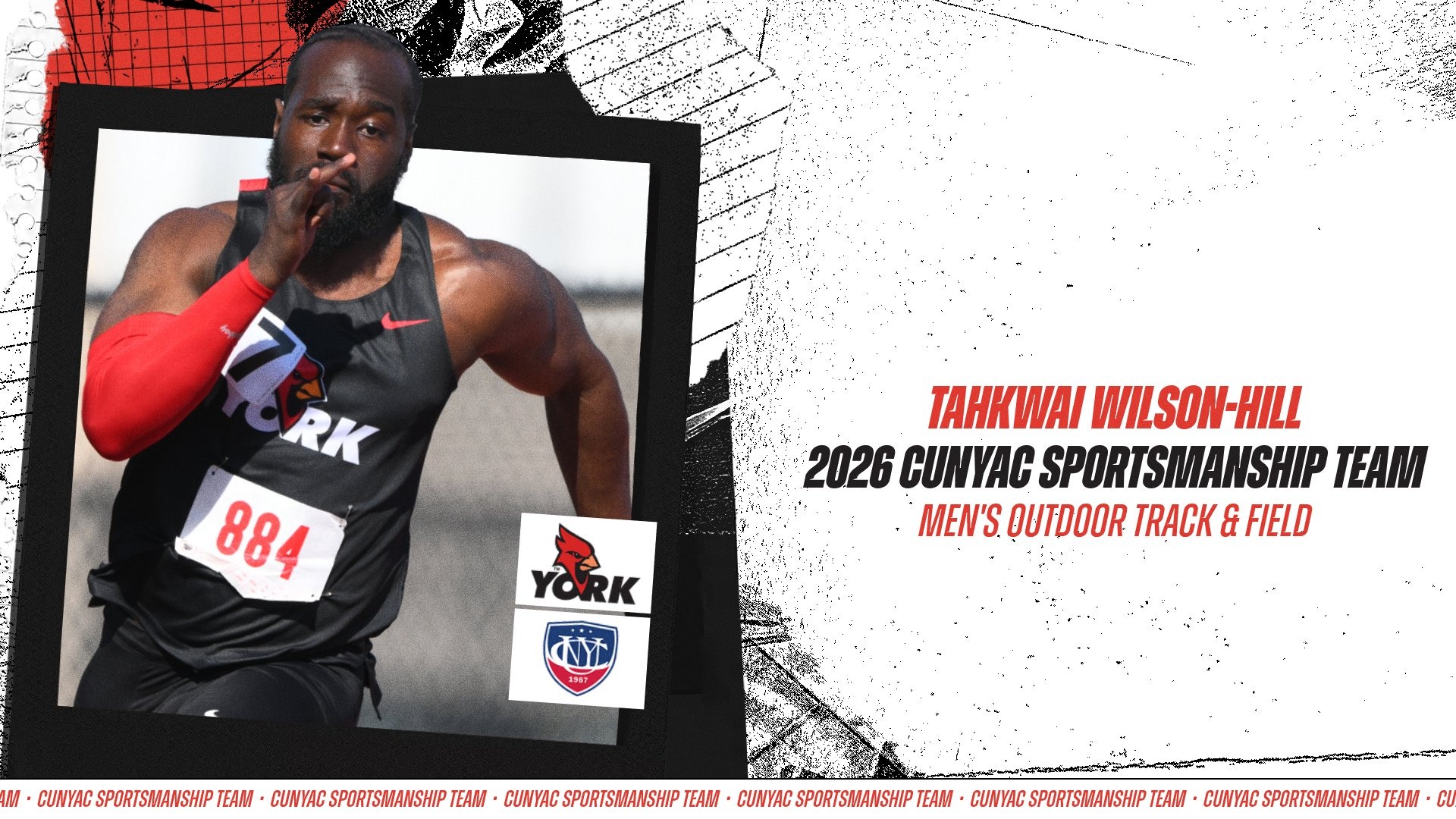 Tahkwai Wilson-Hill named to the 2026 CUNYAC Men's Outdoor Track & Field Sportsmanship Team