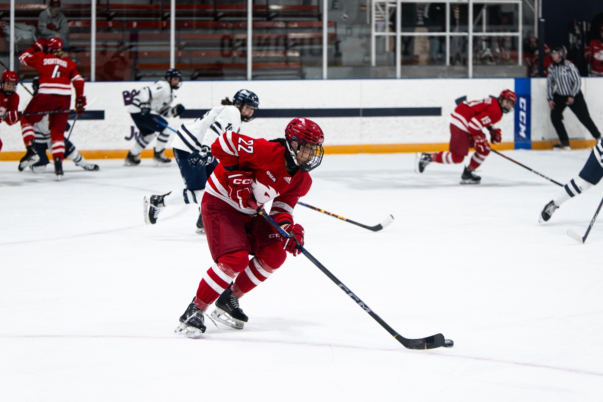 The York University Lions women’s hockey team travelled to Varsity Arena on Saturday night for the first of two meetings in the next eight days against the Toronto Varsity Blues