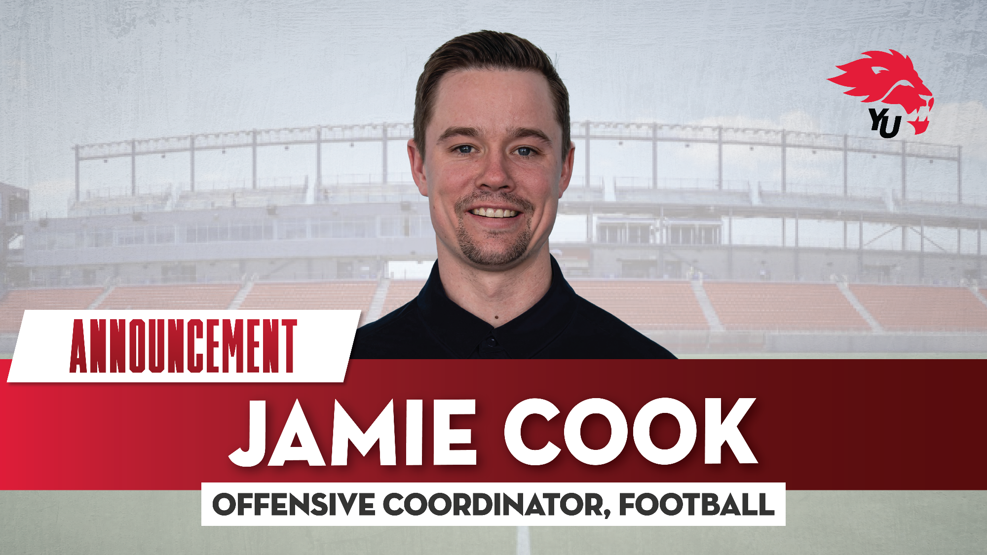 The York University Lions football program has hired Jamie Cook as its new offensive coordinator, the team announced Friday.