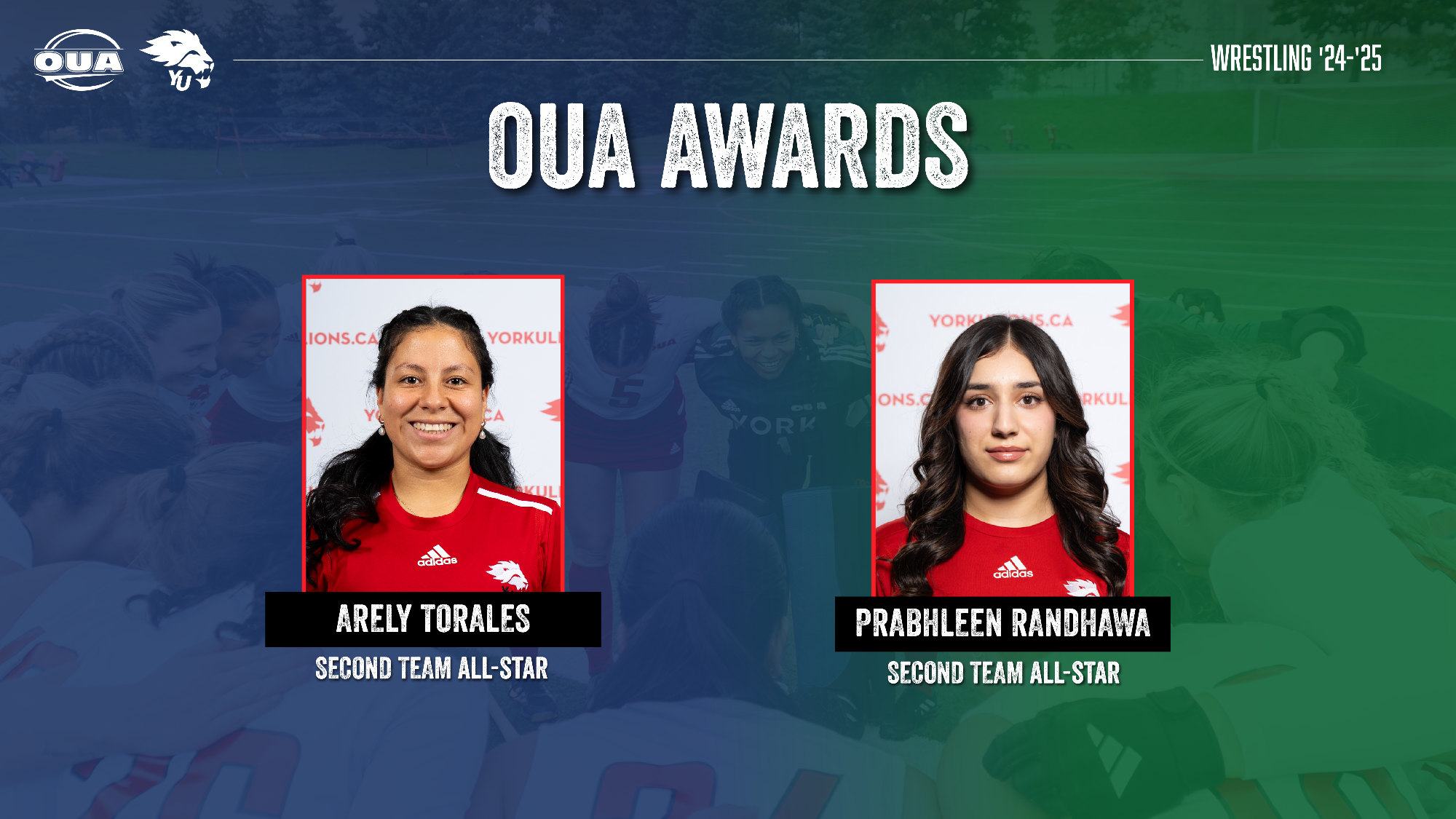 The York University Lions wrestling team boasts a pair of OUA all-stars on the women's side after a sixth-place finish at the conference championships last month.