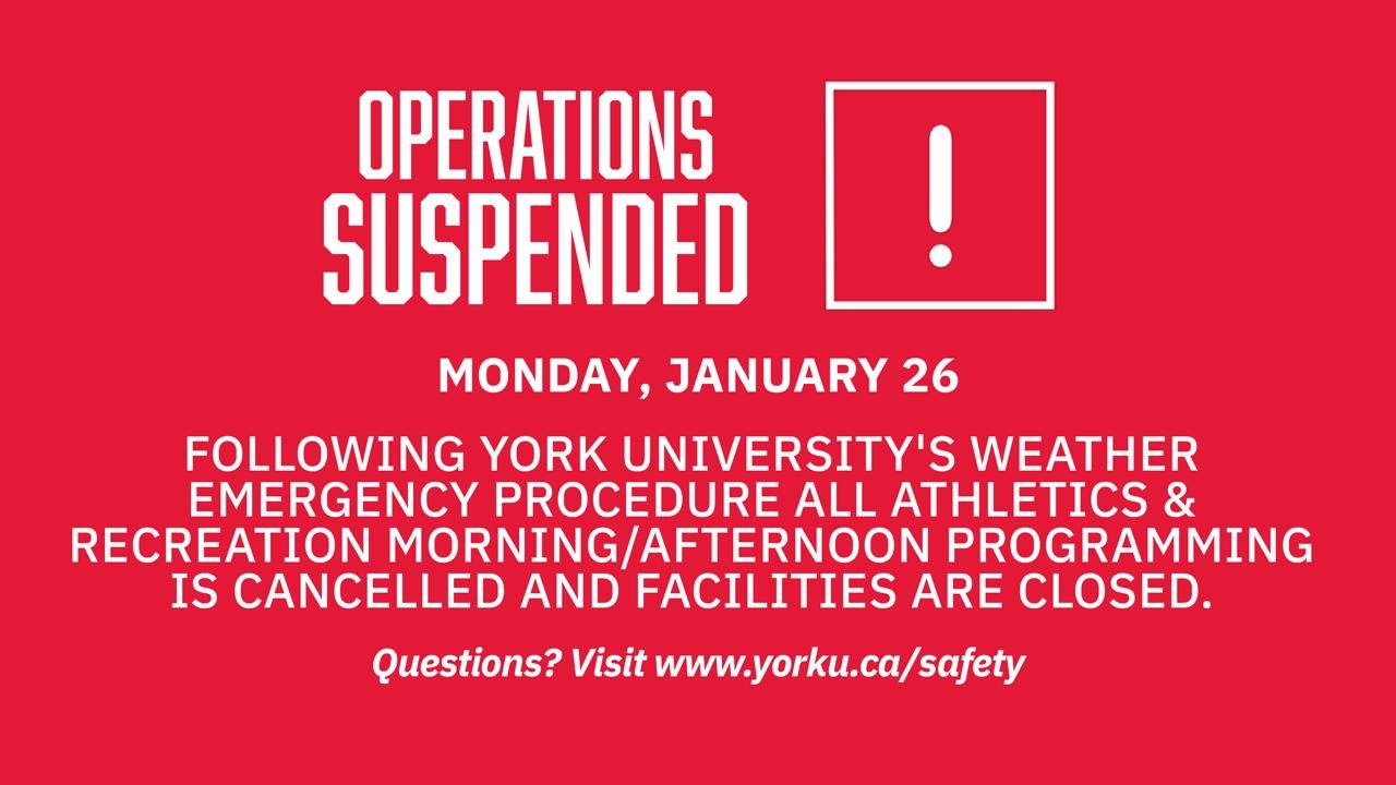 Operations Suspended for Monday January 26