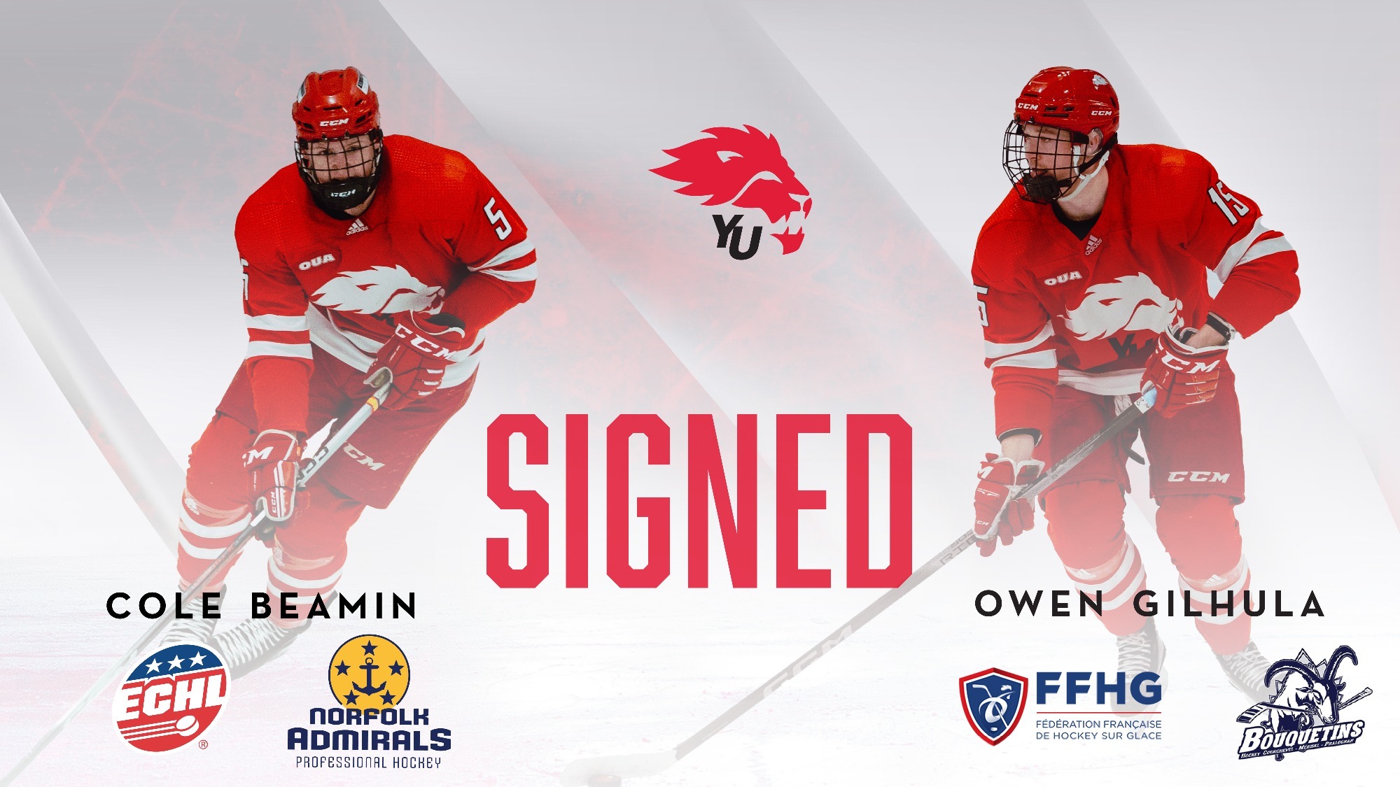 The professional hockey landscape has gaining two of the York University Lions men’s hockey team’s most influential leaders in recent weeks,