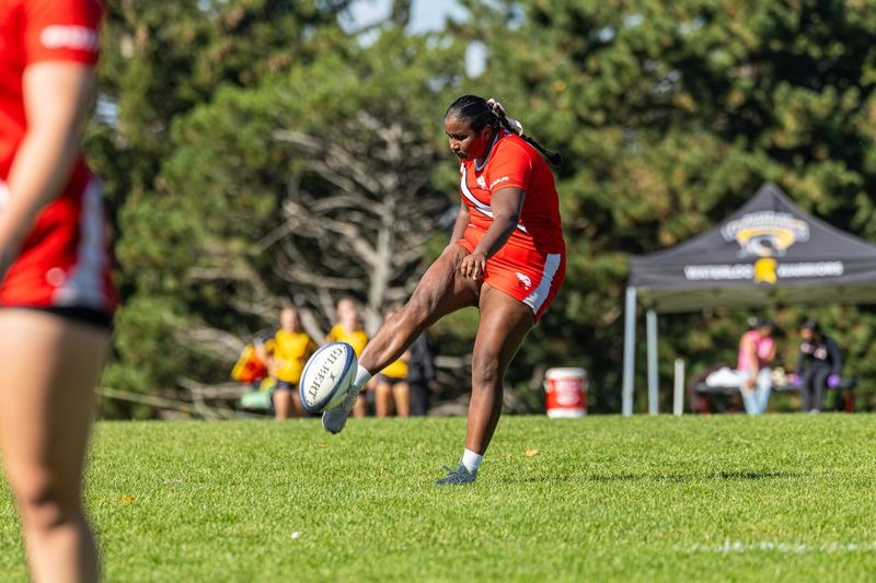 The York University Lions women's rugby team went head-to-head with the Waterloo Warriors on Sunday afternoon at the Columbia Icefield.