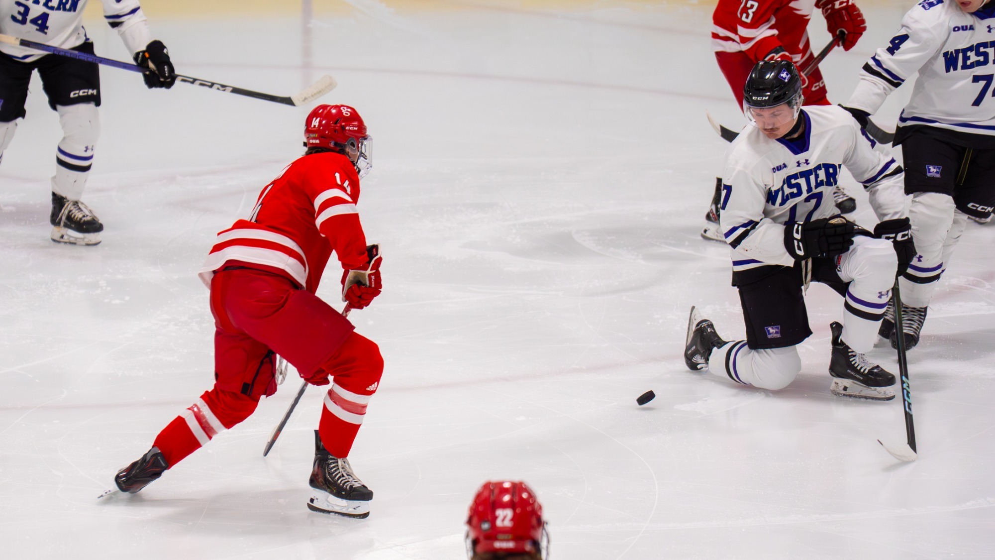 On Saturday evening at Canlan Ice Sports, the York University Lions men's ice hockey team hit the ice to face the Western Mustangs on senior night.