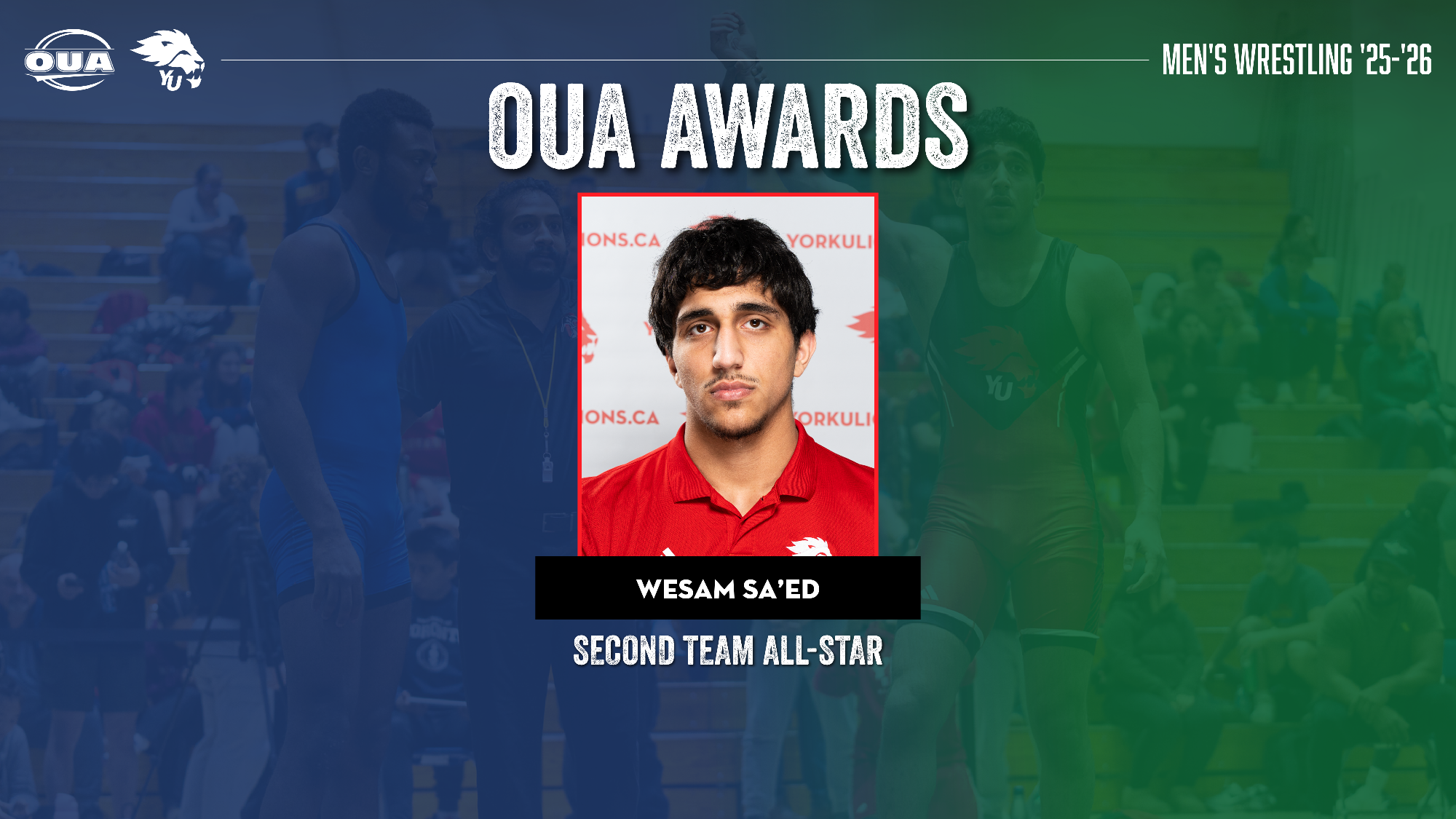 York University Lions men’s wrestler Wesam Sa’ed earned himself an OUA second team all-star selection at last month’s OUA championships in London.