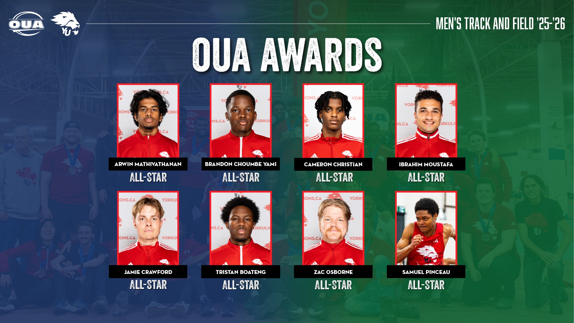 Competing on their home turf, the Lions men's track and field team secured multiple OUA All-Star honours through a series of gold and silver medal finishes.