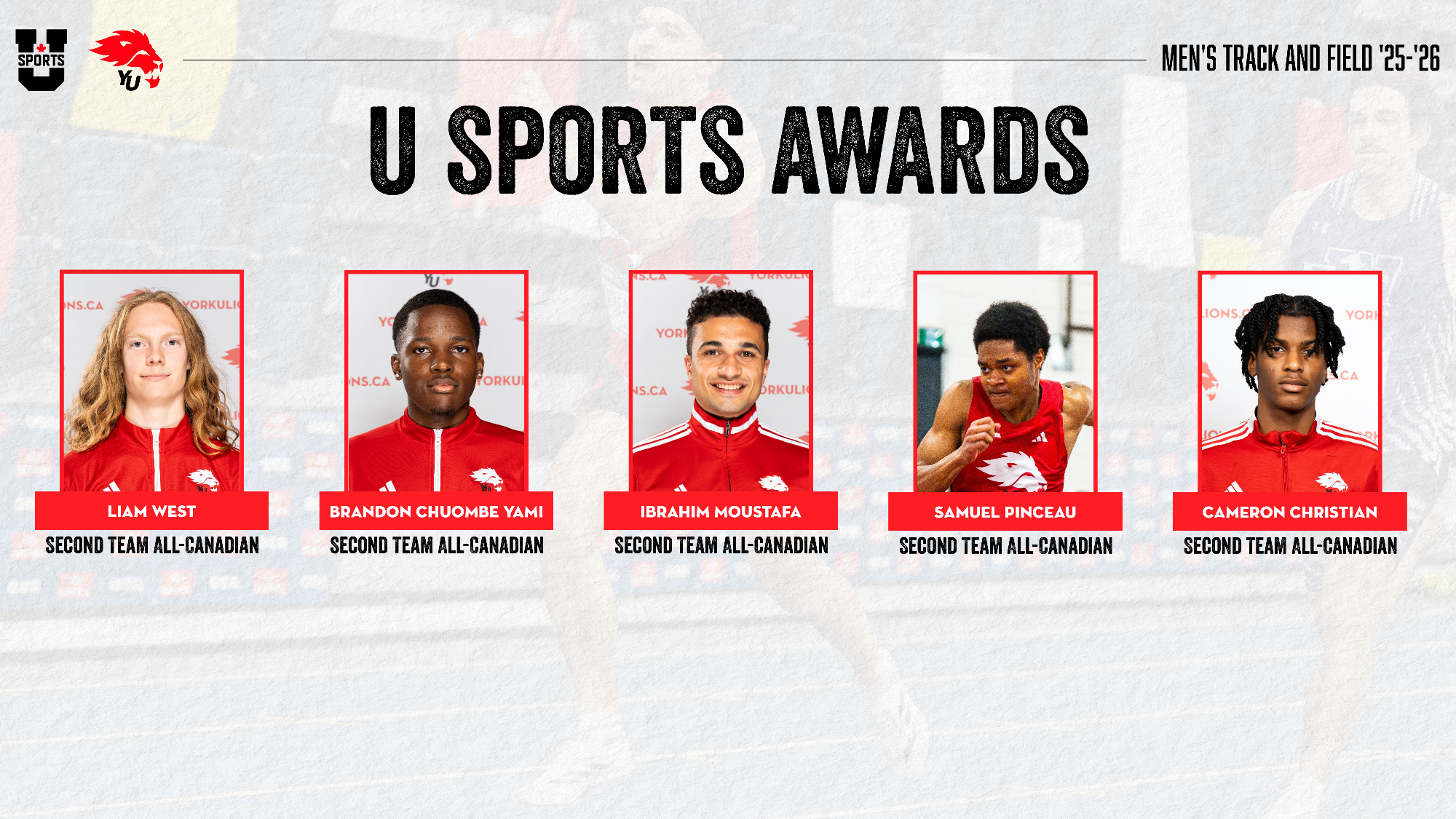 Following three days of competition, five Lions earned the distinction of Second Team All-Canadian honours on the national stage at the 2026 U SPORTS Track & Field Championships.