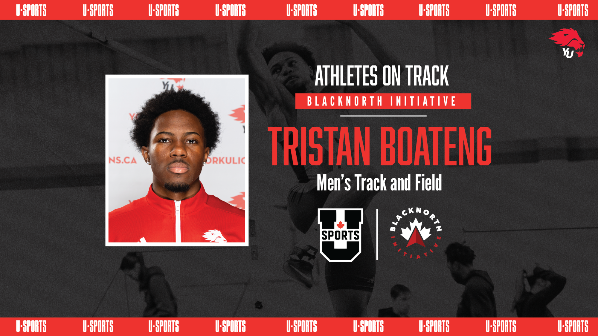 York University Lions track and field jumper Tristan Boateng has been named one of eight recipients of the 2026 Athletes on Track Bursary