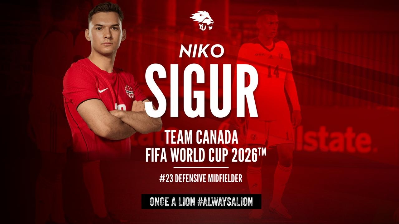 Former York University Lions men’s soccer player Niko Sigur has been selected to the Canadian men’s national team for the upcoming 2026 FIFA World Cup