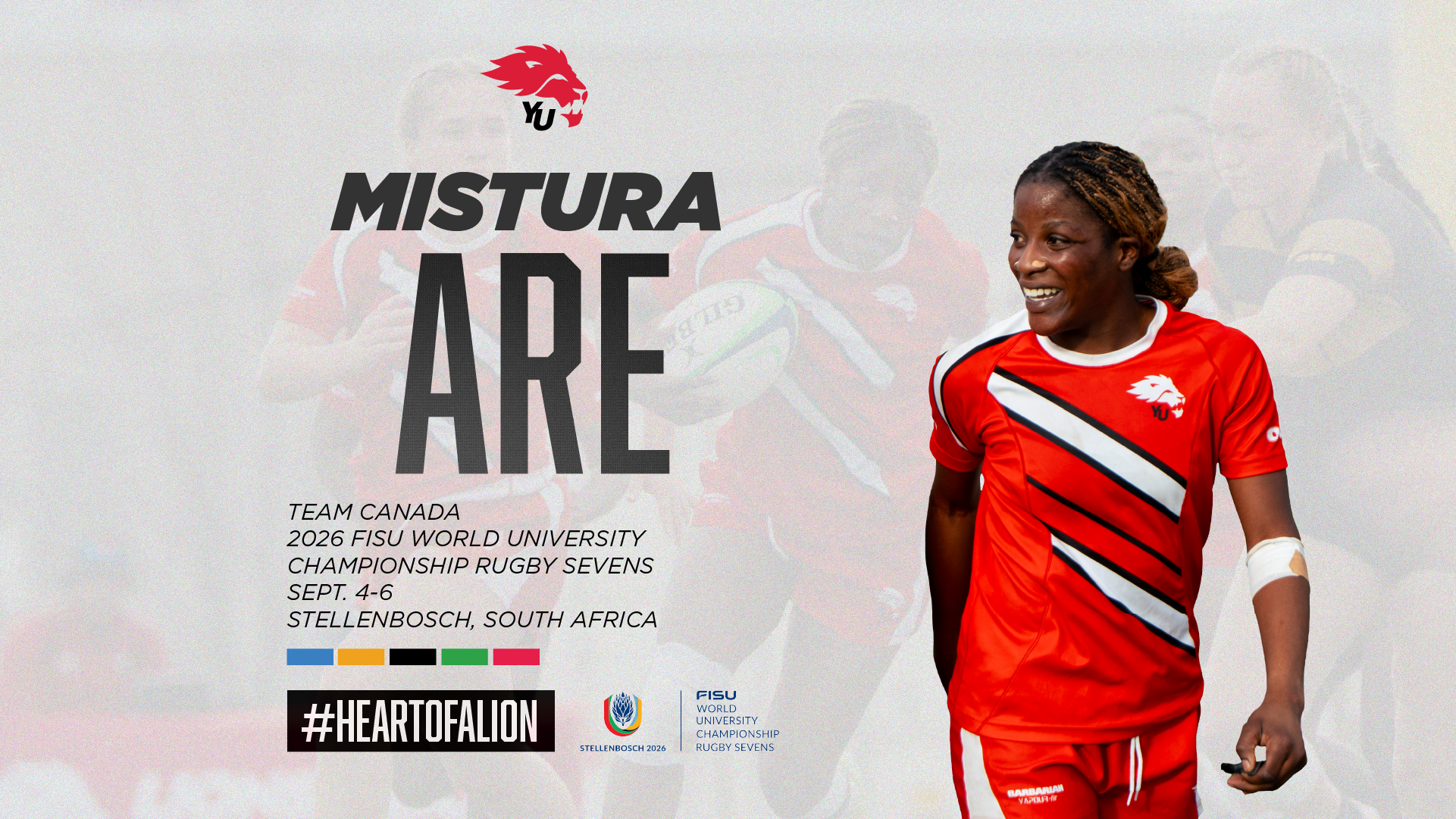 York University Lions women’s rugby star Mistura Are was named Tuesday to the Canadian roster for the upcoming FISU World University Championship Rugby Sevens.