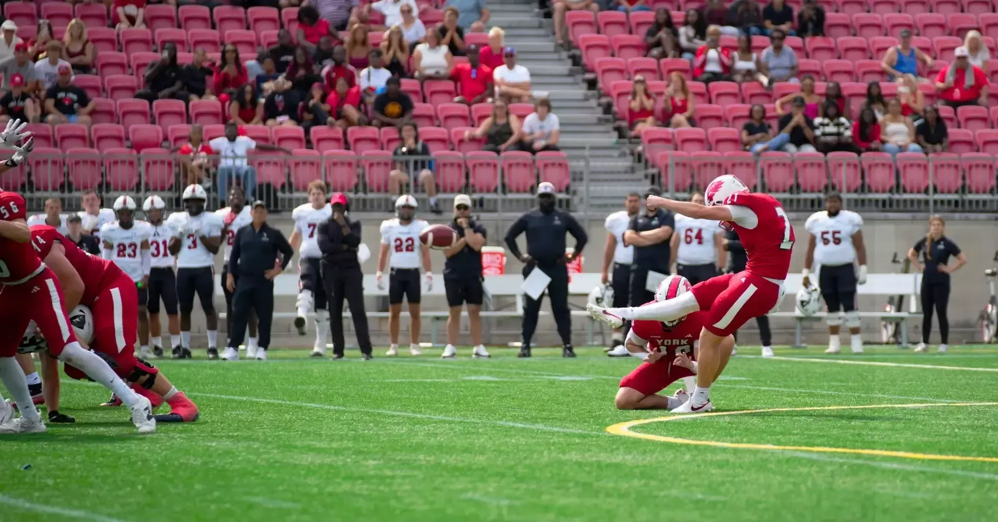 The York University Lions football team opened its 2026 season against the Carleton Ravens on Saturday afternoon at York Lions Stadium 