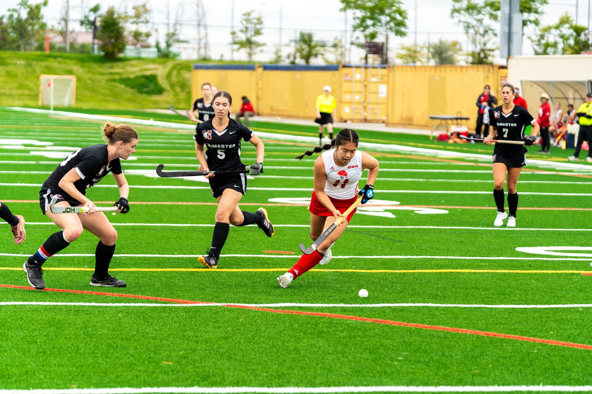 The York University Lions field hockey team took on the McMaster Marauders on Saturday morning at Alumni Field,