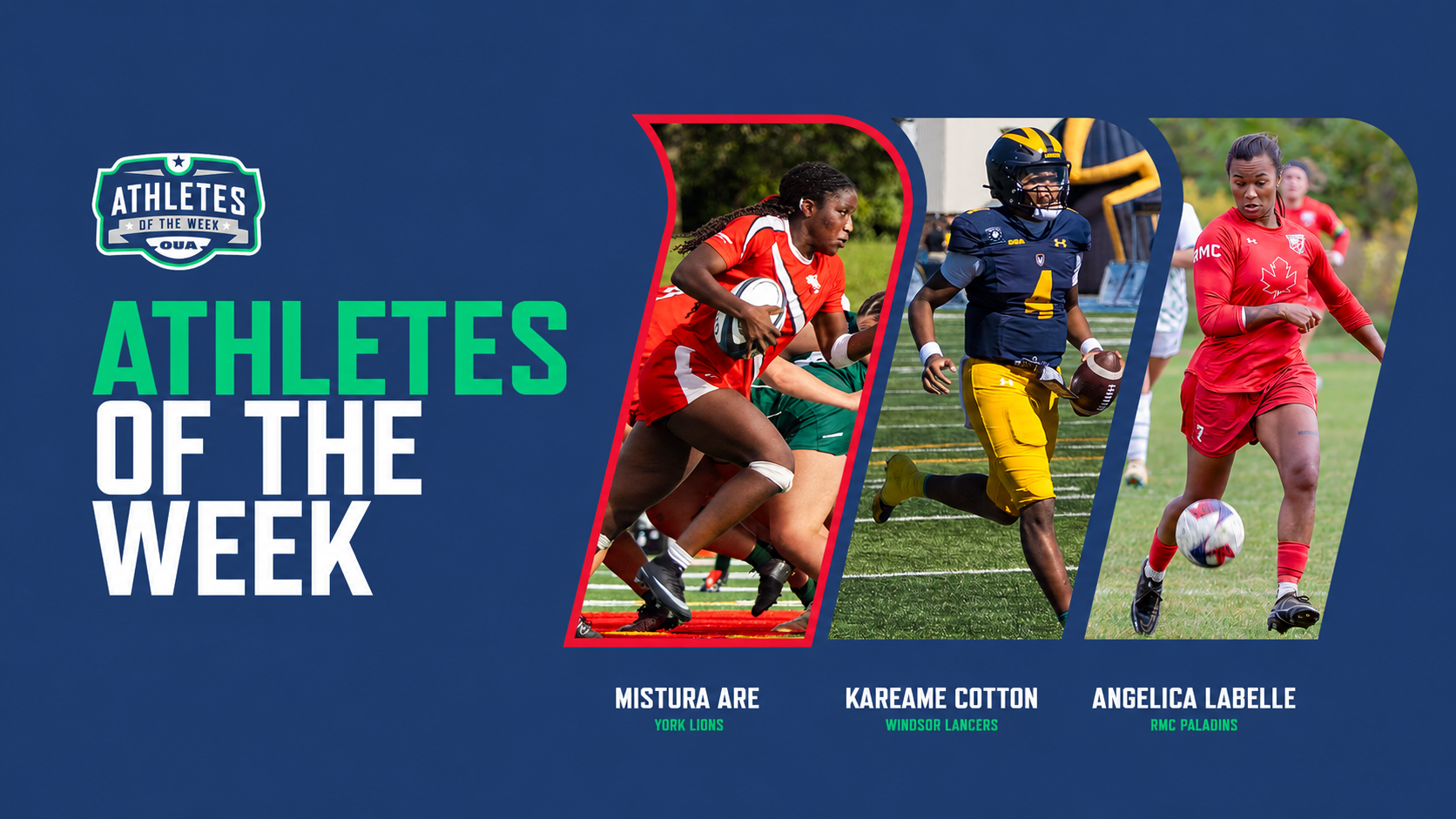 York University Lions women's rugby player Mistura Are has been named an OUA athlete of the week for the period ending Sept. 27.