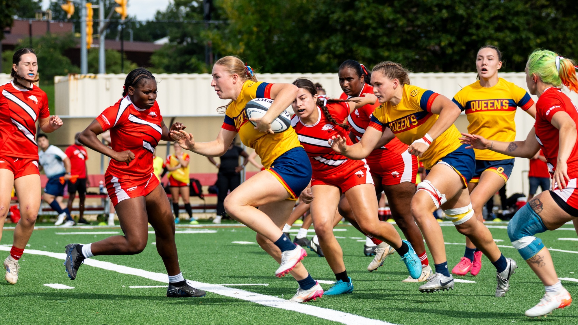 The York University Lions women’s rugby team welcomed the reigning OUA champion Queen’s Gaels to Alumni Field for their home and season opener on Saturday afternoon.
