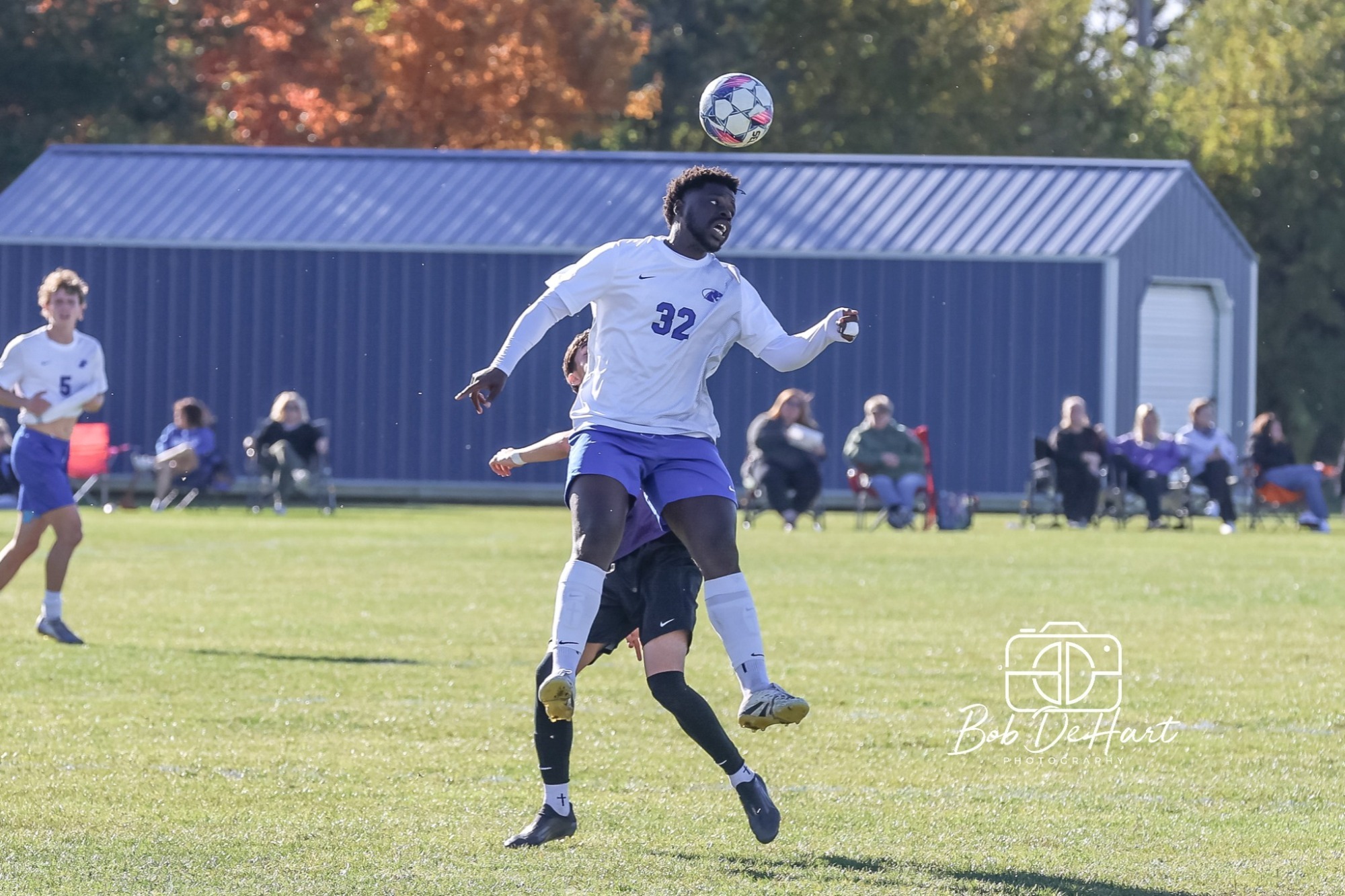 Manduvi heads ball against Southwestern