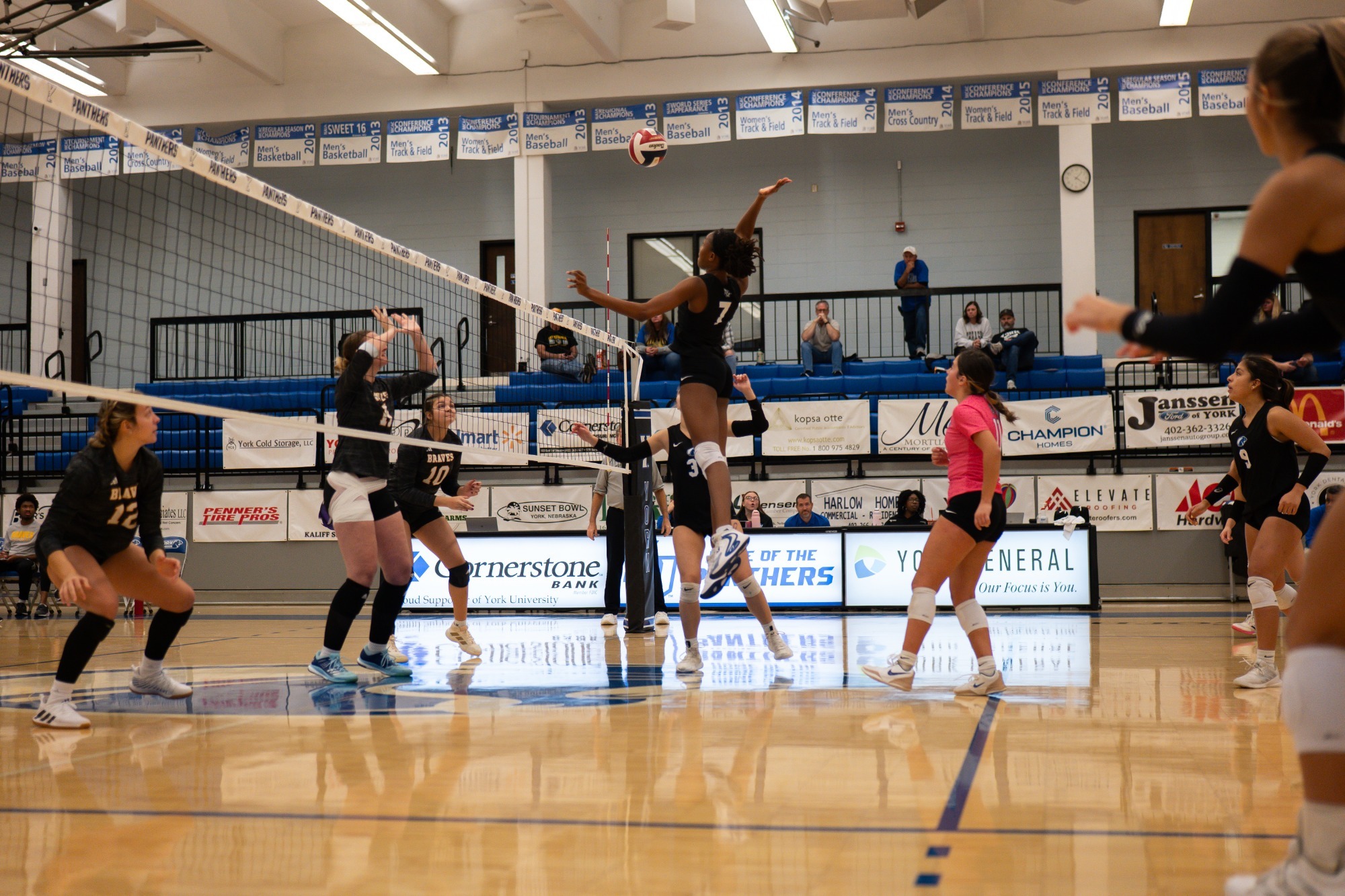 Joseph attacks ball up the middle