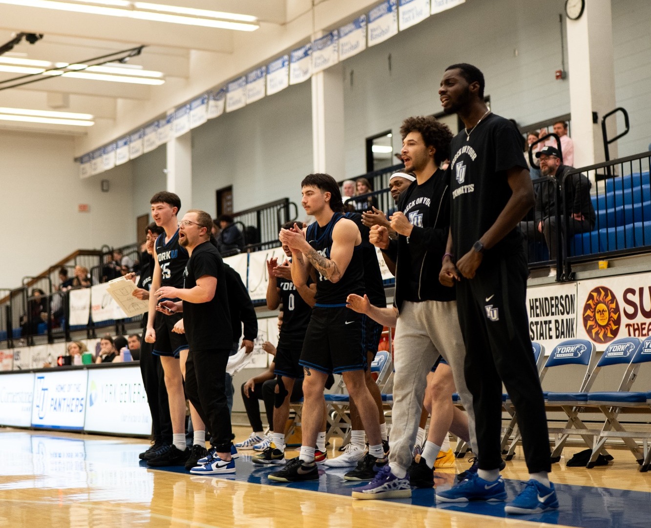 Bench gets excited during a big play