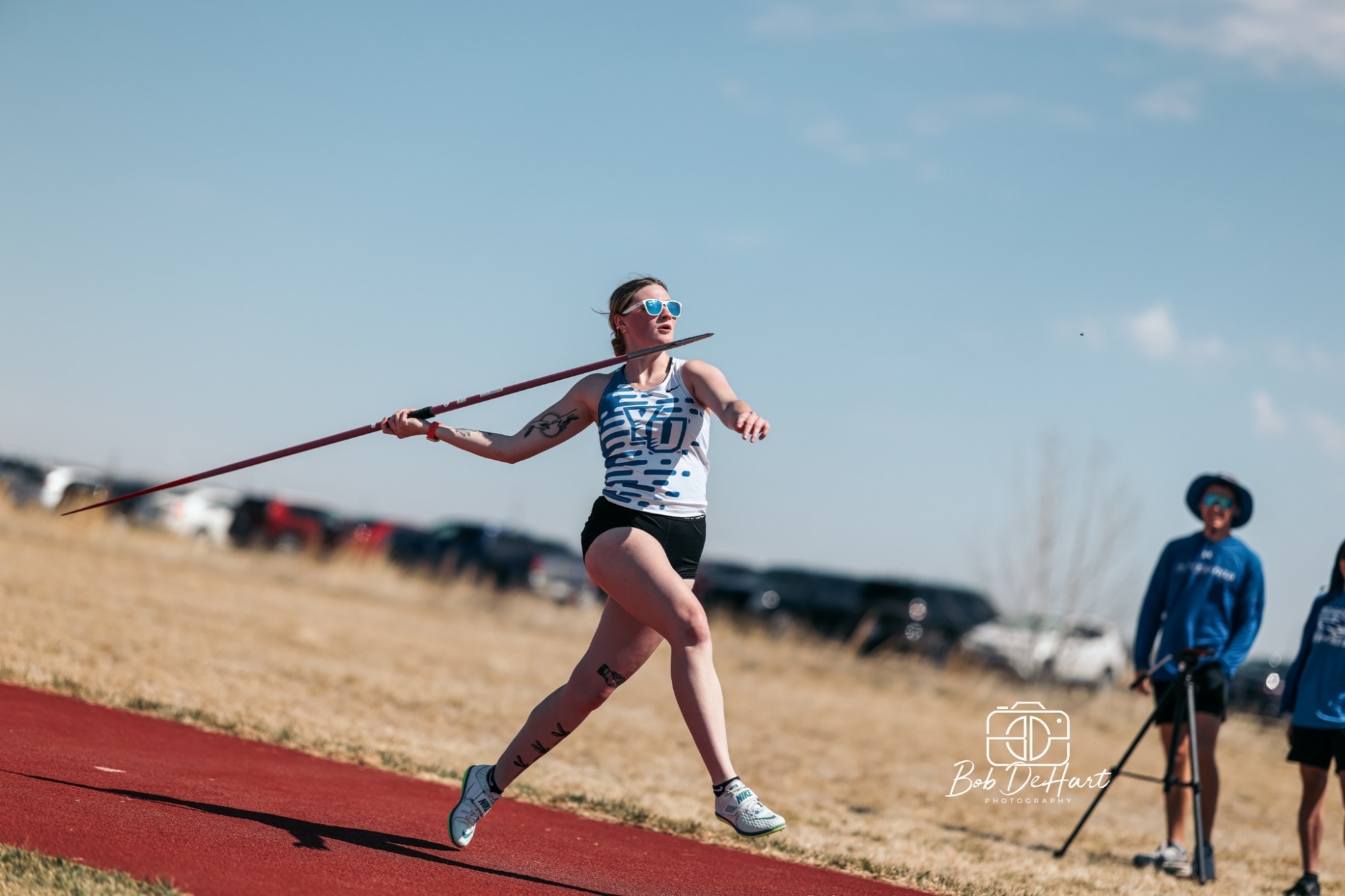Barron throws the javelin at Kearney