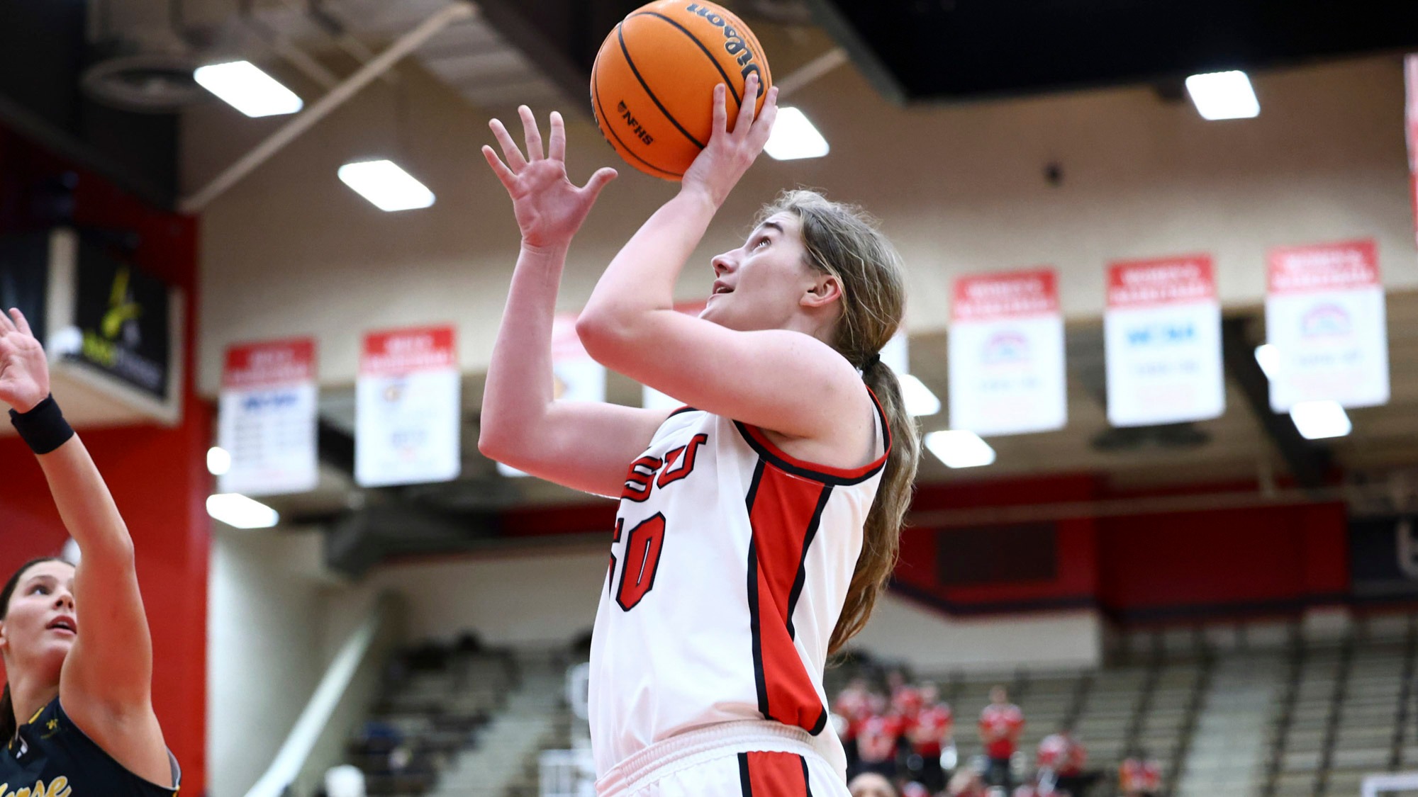Sarah Baker shoots in the Youngstown State women's basketball game vs. NKU on Jan. 8, 2025. Photo by Bryson Chavez.