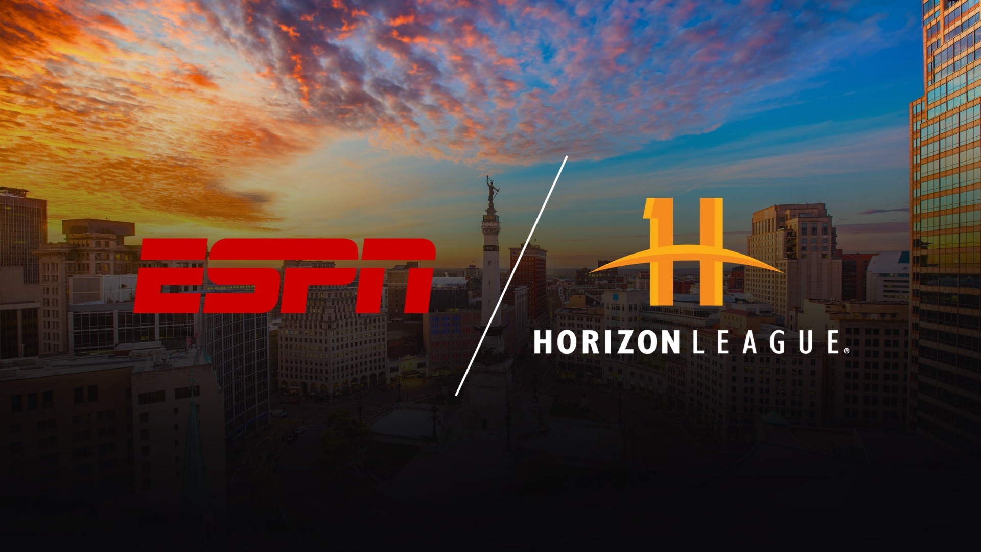 Horizon League and ESPN Logos on Sunset Background 2026