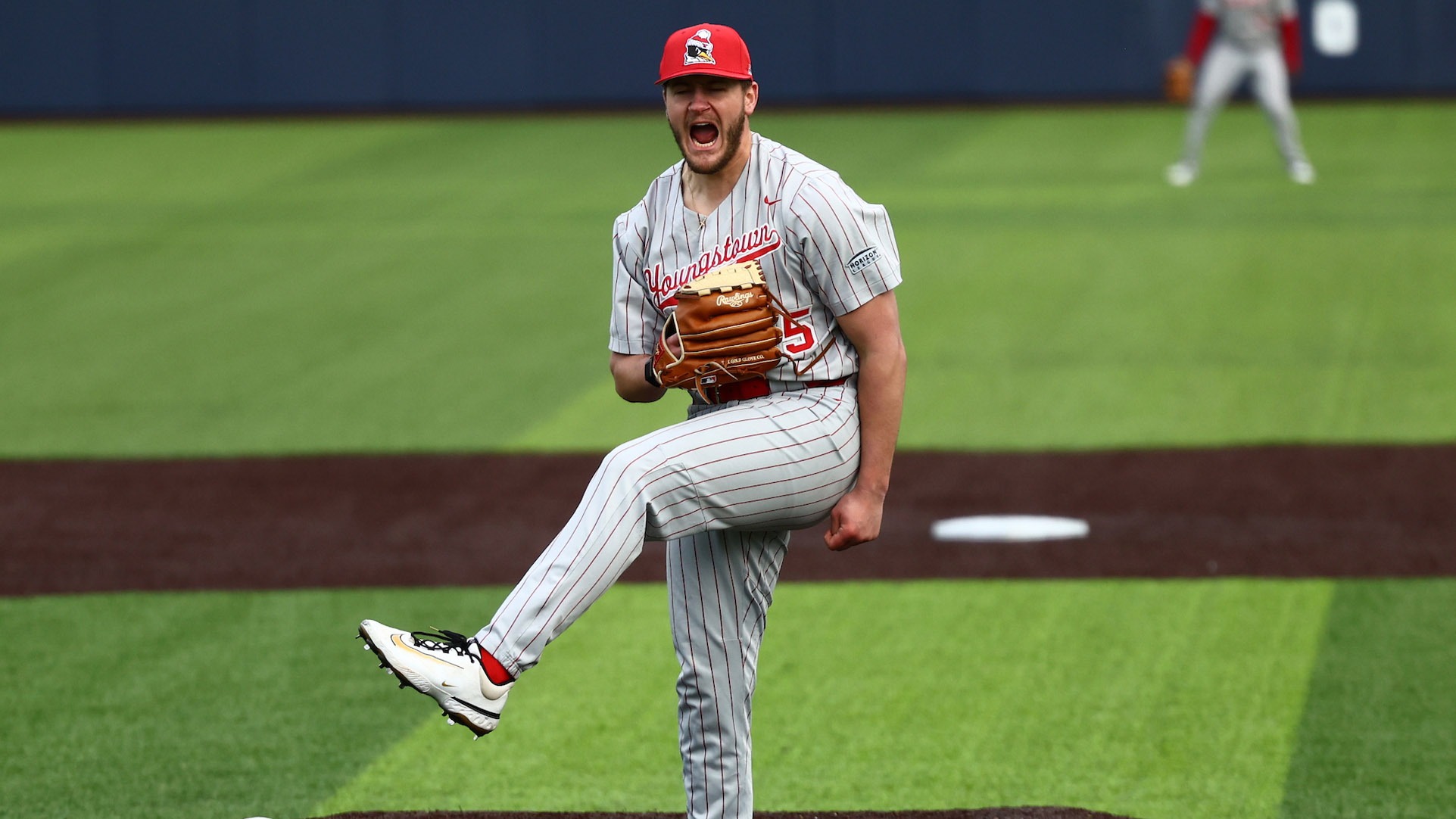 Braden Gebhardt celebrates following a strikeout for YSU