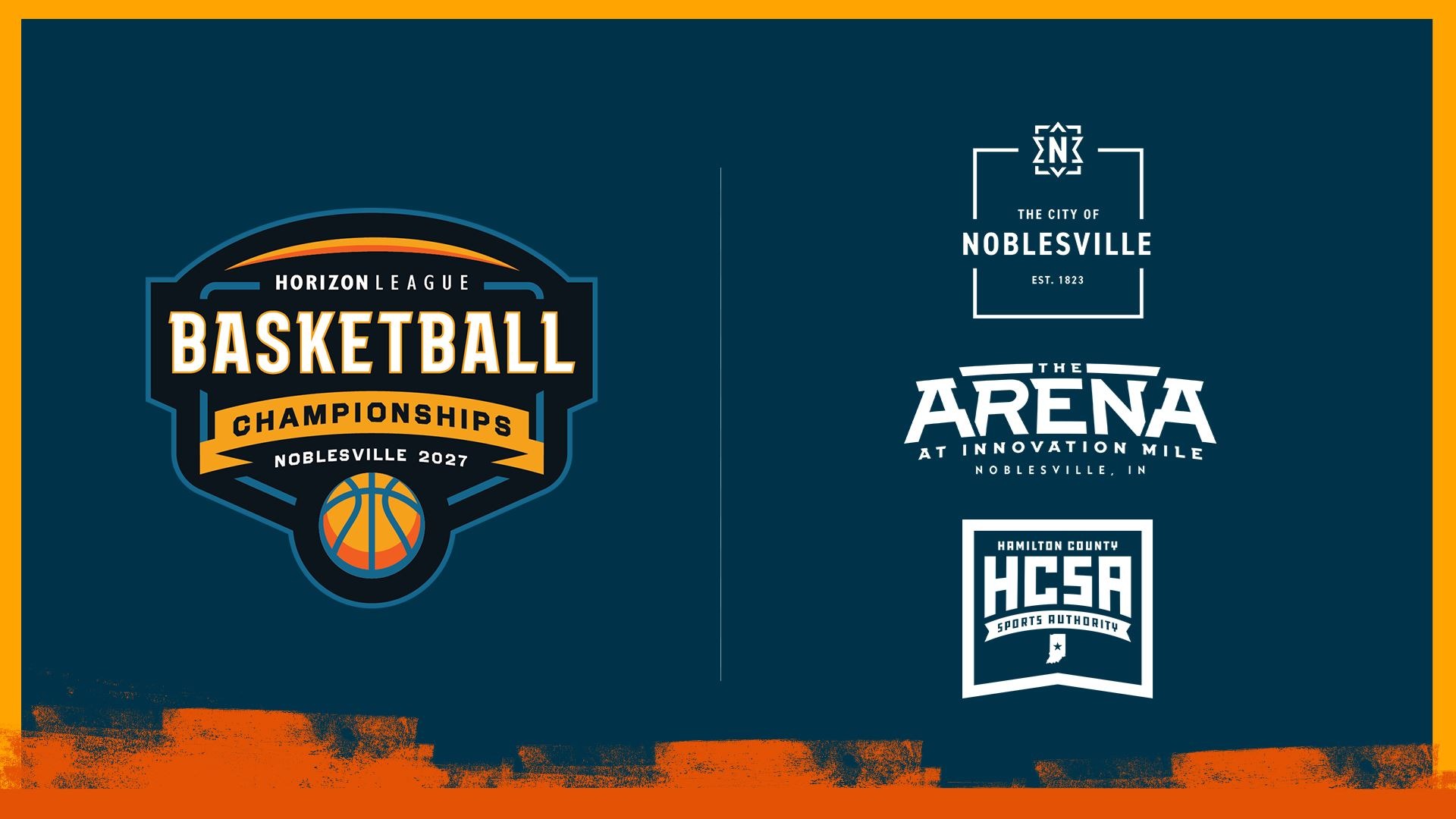 Horizon League AIM Announcement - 2027 Basketball Championship Logo with Partner Logos