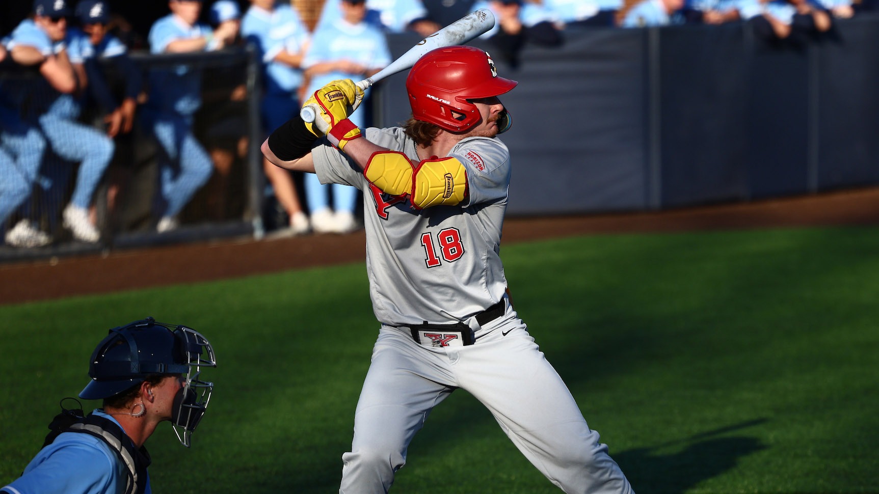 Brayden Kuriger stands at the plate for YSU at Longwood on Feb. 28, 2026 (Photo by Bryson Chavez)