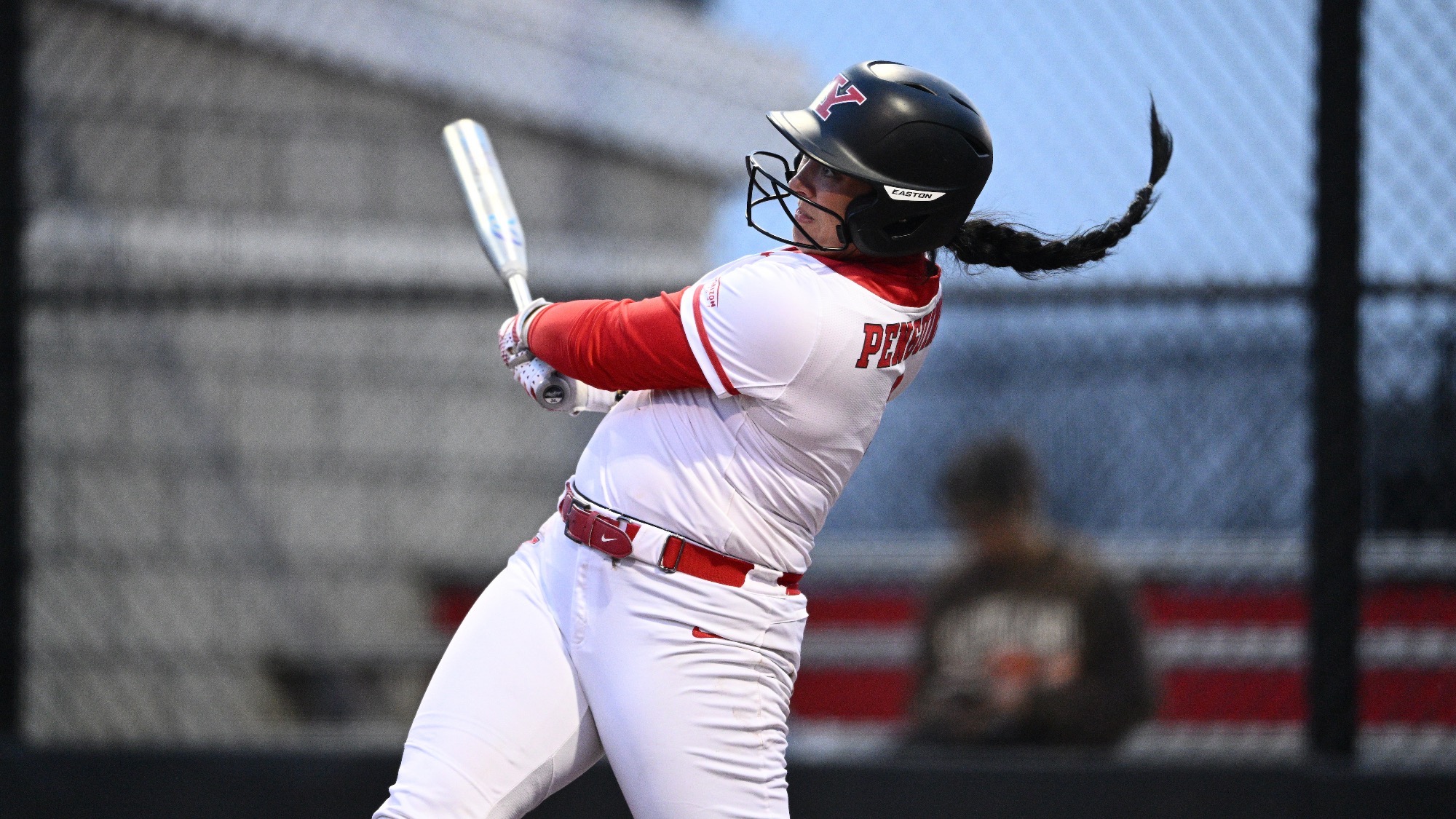 Selah Moyer follows through on a home run swing