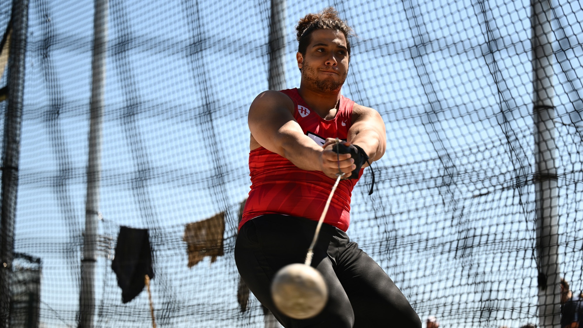 Dominic Brown throws hammer throw