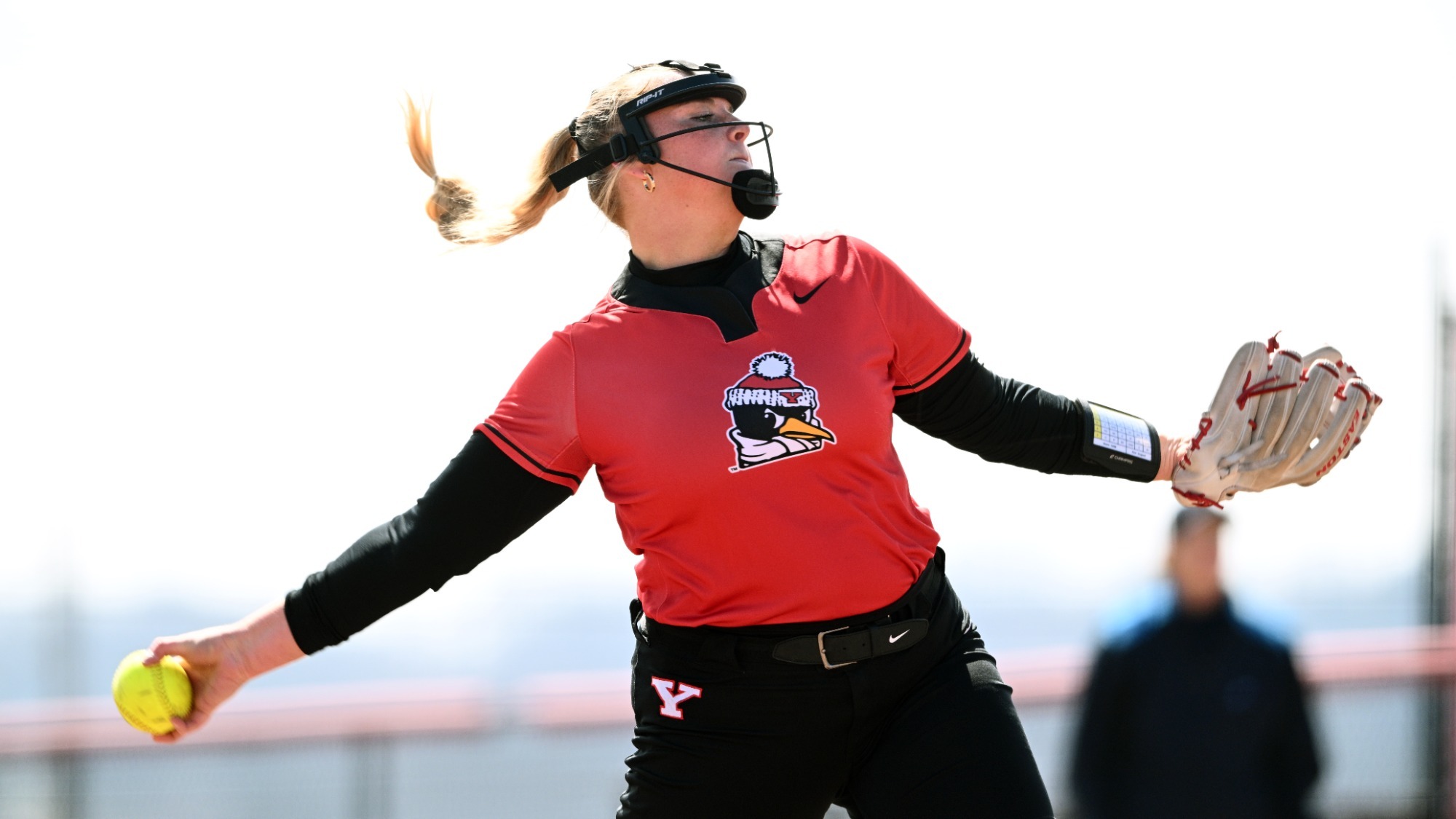 Kennedy Kimball delivers a pitch in game two of a doubleheader against Detroit Mercy on March 21