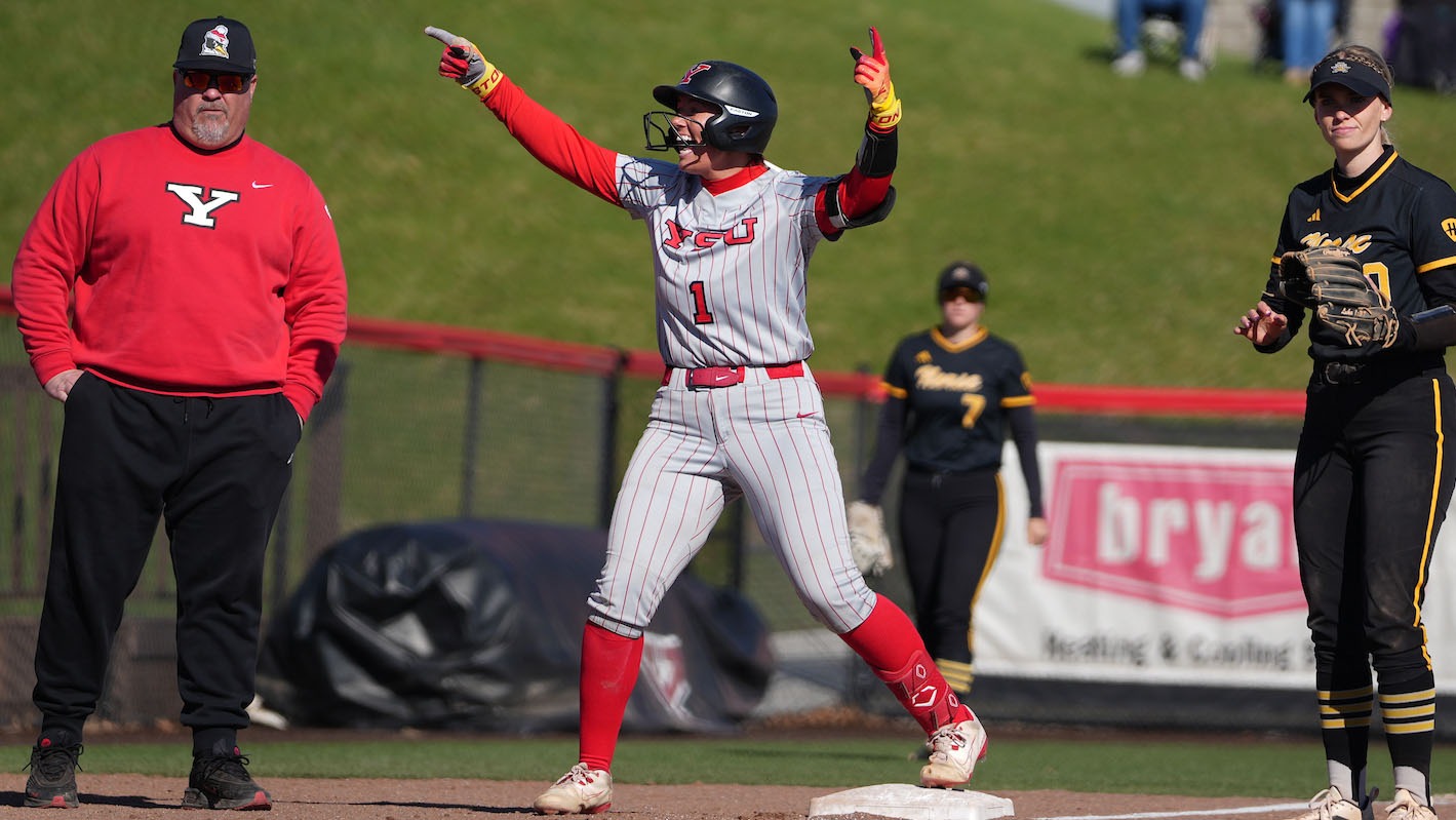 Kennedy Dean reacts after hitting a triple against Northern Kentucky on March 27, 2026