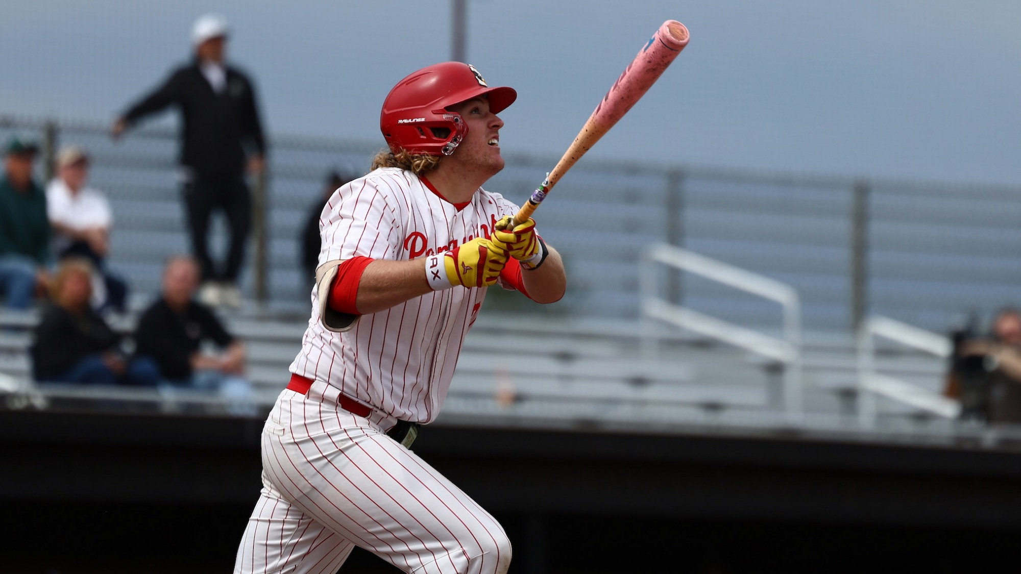 Jack Messmore watches his home run leave the park for YSU during a baseball game at Bob Cene Park on April 10, 2026 (Photo by Bryson Chavez)