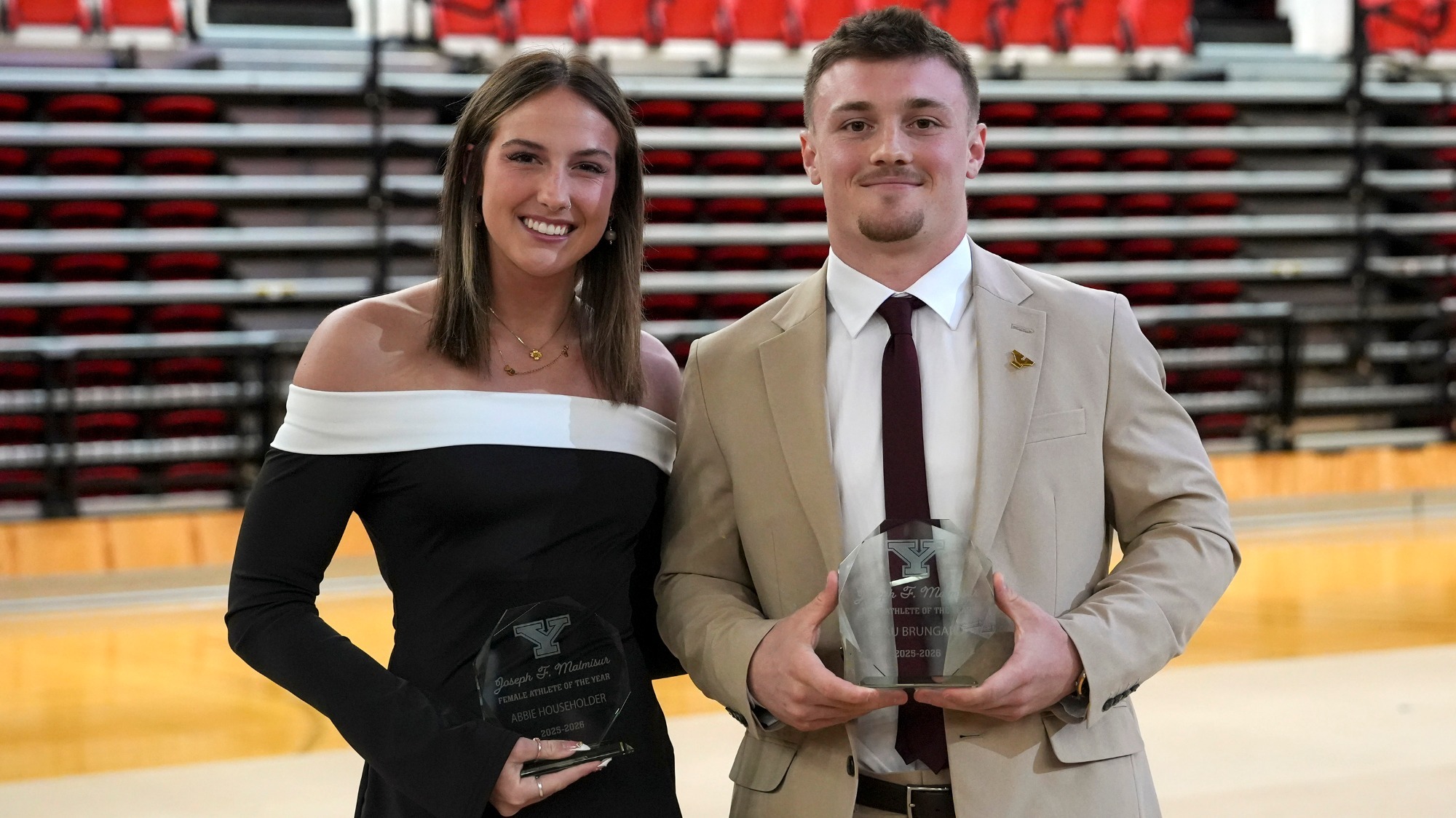 Abbie Householder and Beau Brungard at the 2026 YSU Scholar-Athlete Banquet inside Zidian Family Arena at Beeghly Center on April 13, 2026.