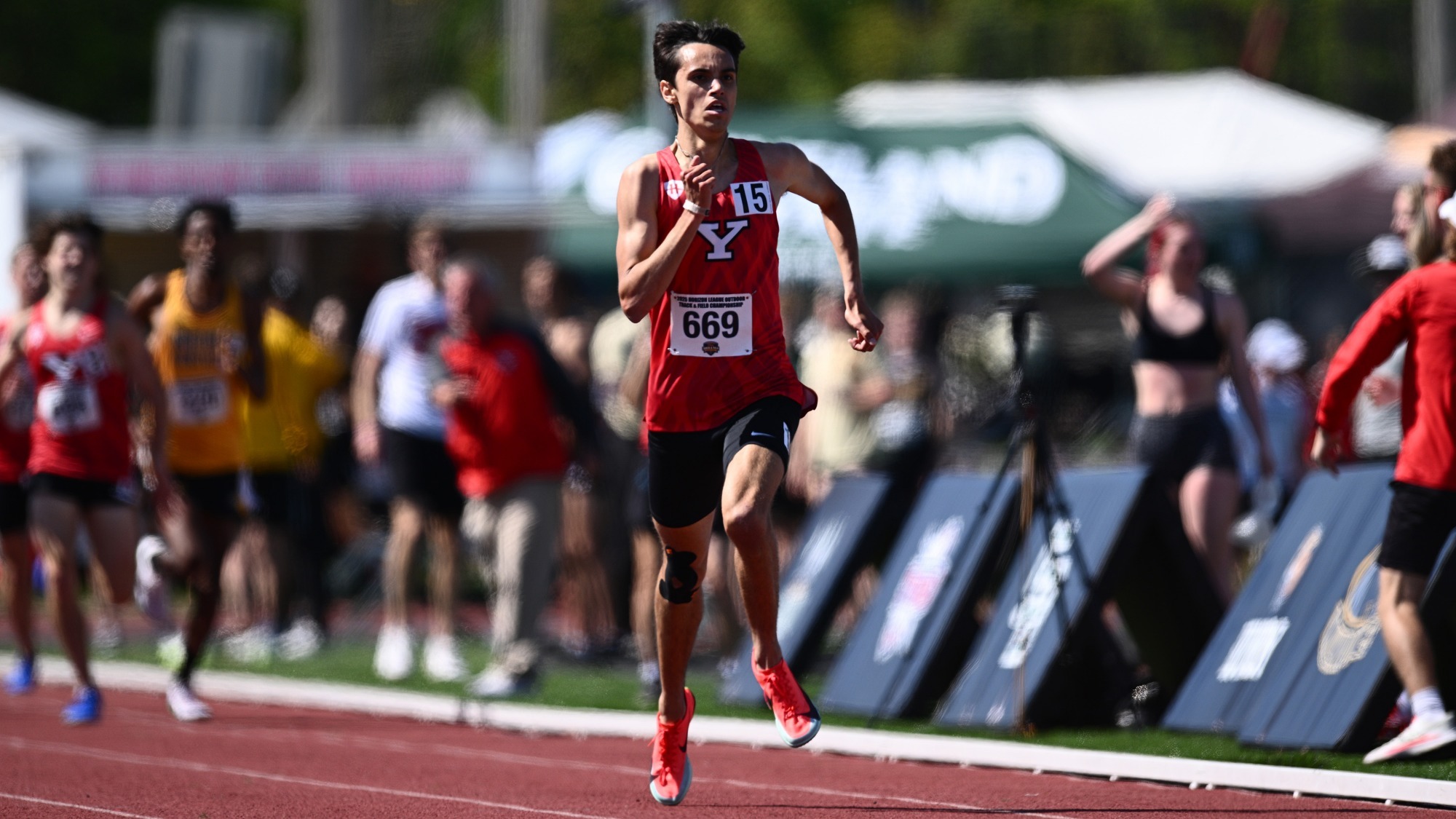 Owen Brady runs a distance race at the 2025 Horizon League Outdoor Track and Field Championships