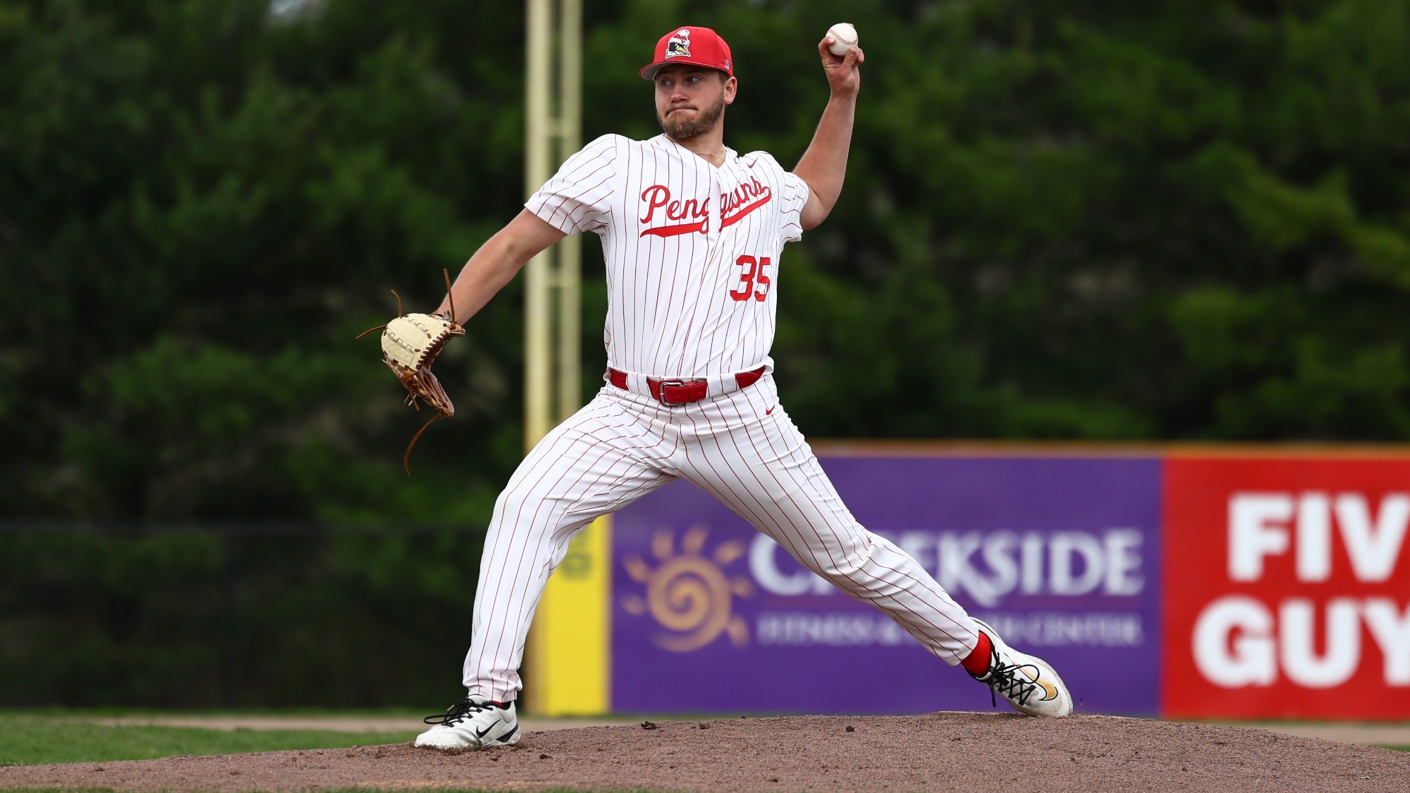 Braden Gebhardt delivers a pitch for YSU during a baseball game vs. Wright State at Bob Cene Park on April 10, 2026 (Photo by Bryson Chavez)