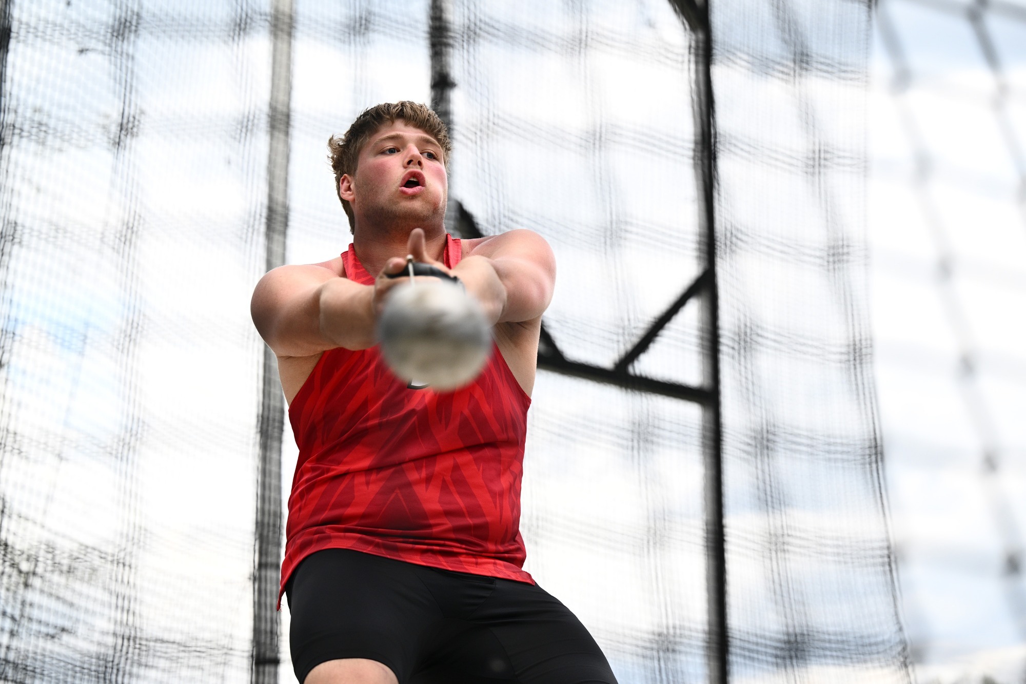 Levi Glassmeyer competes in the Hammer Throw