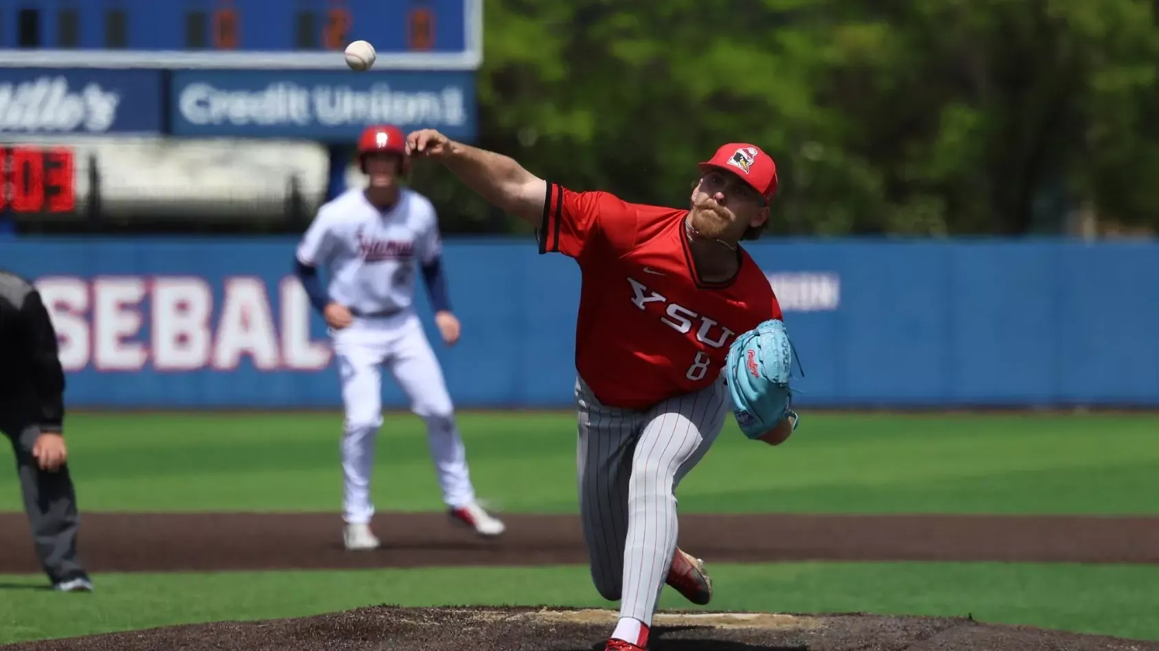 Brandon Mikos pitches against UIC
