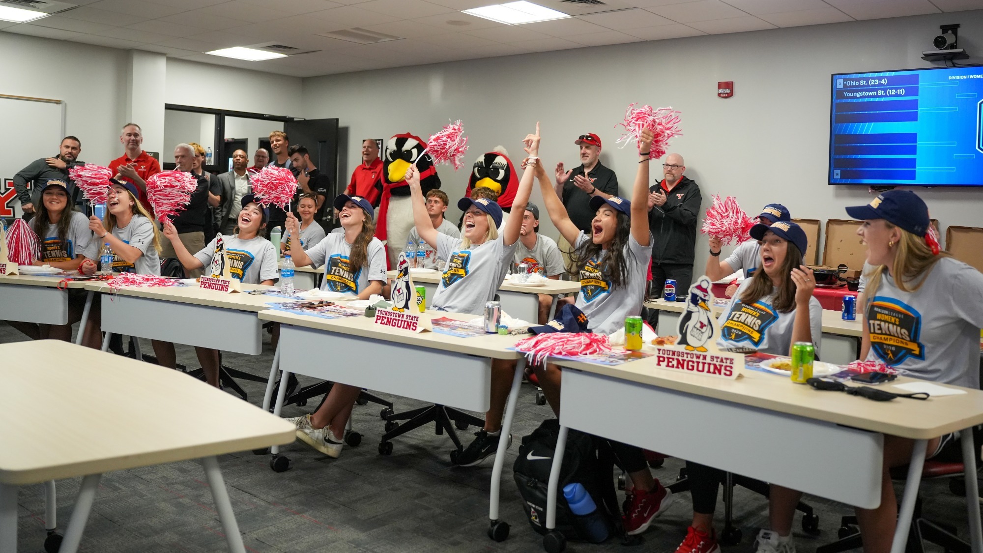 YSU Women's Tennis gathers to watch the NCAA selection show