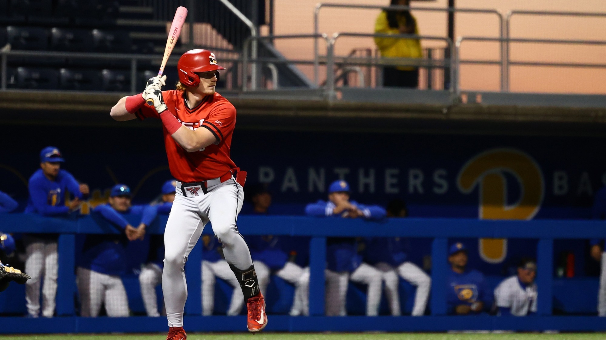 Brady Shannon prepares to swing prior to his eighth home run of the season.