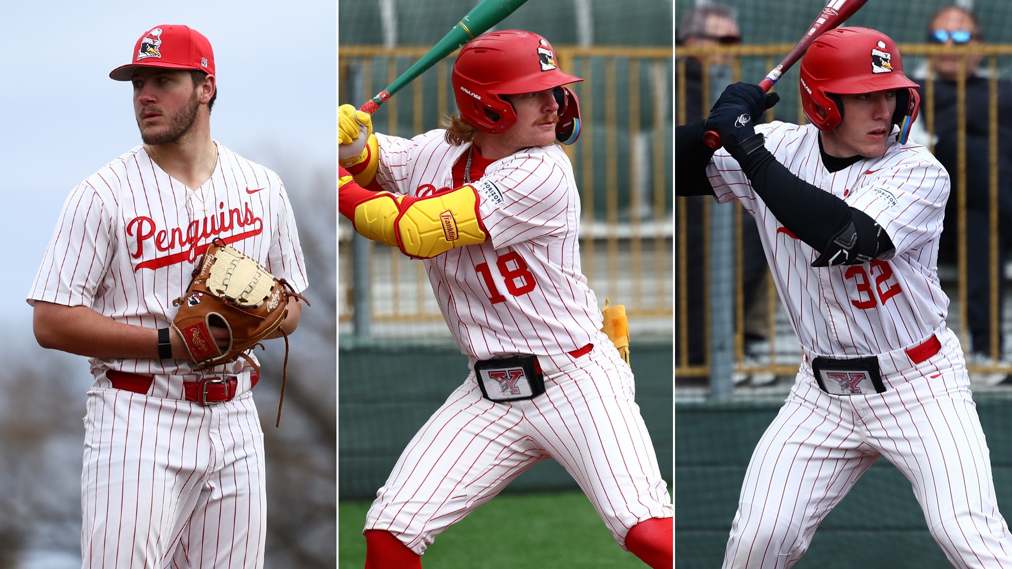 Braden Gebhardt, Brayden Kuriger and Teddy Ruffner were selected to the 2026 Valeo Horizon League Baseball All-Academic Team (Photos by Bryson Chavez)