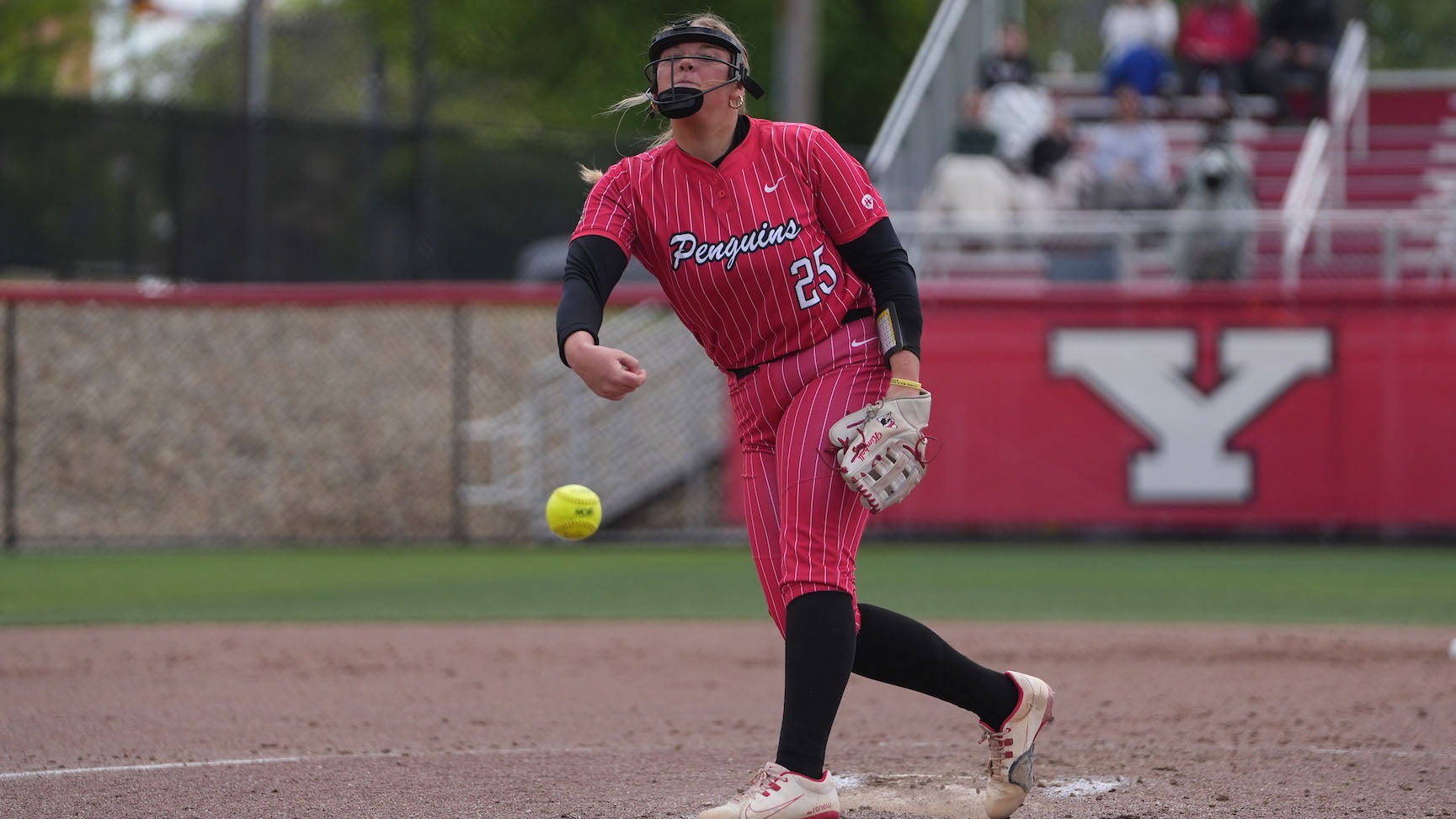 Kennedy Kimball delivers a pitch in the 2026 Horizon League Softball Championship on May 7, 2026